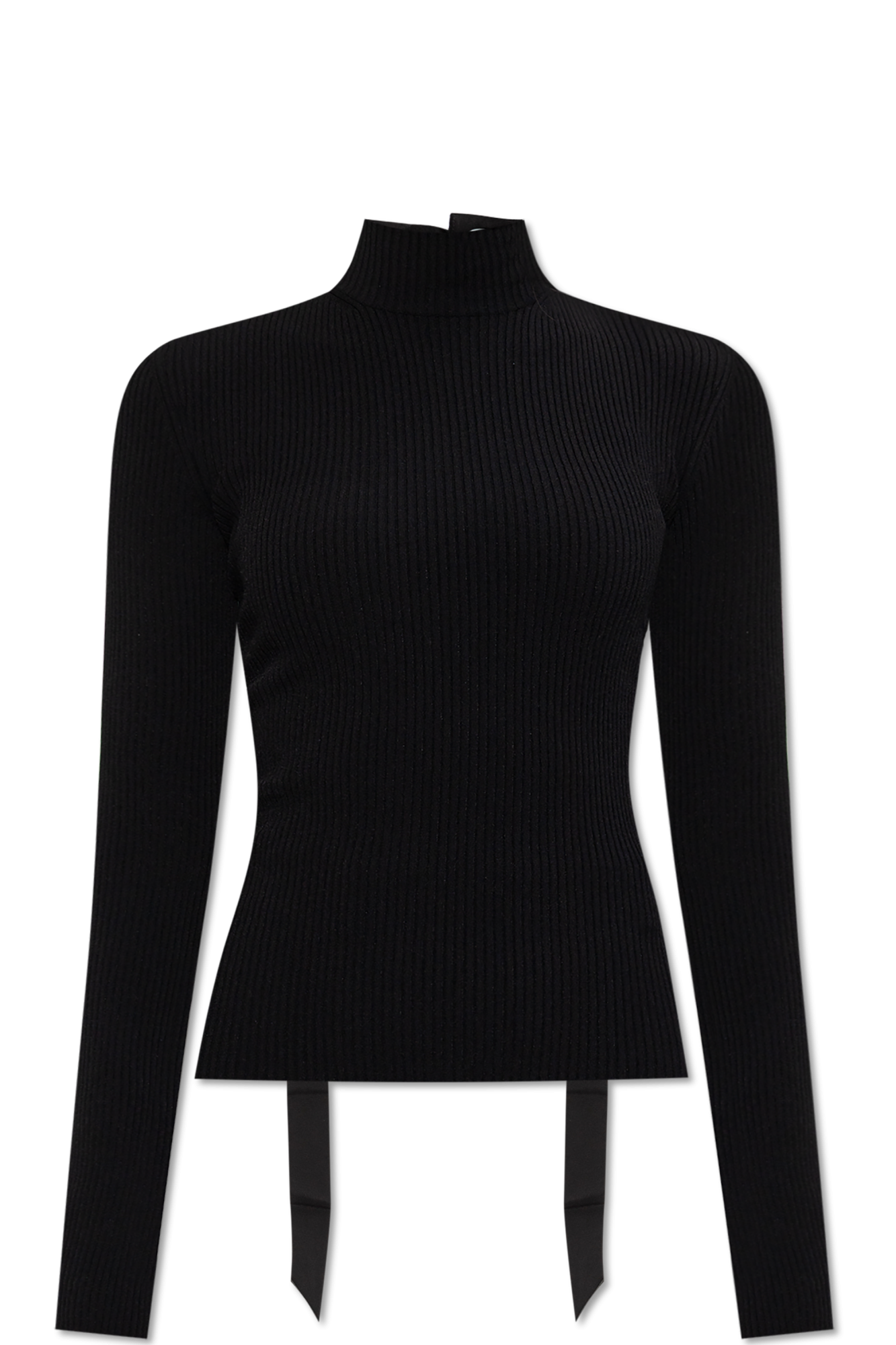Balenciaga Top Z Dekoracyjnym Przeplataniem Wstążką, Kobiety, Czarny