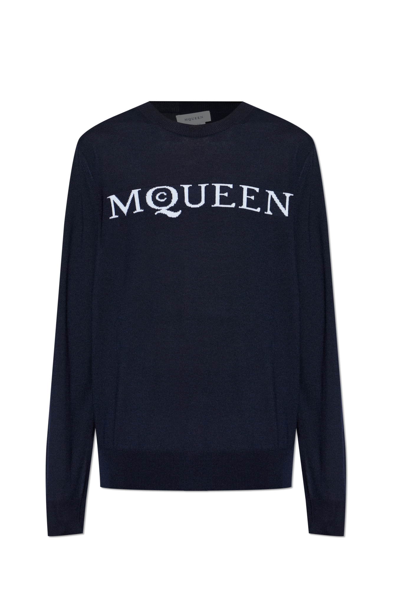 Alexander McQueen Wełniany Sweter Z Logo, Mężczyźni, Granatowy