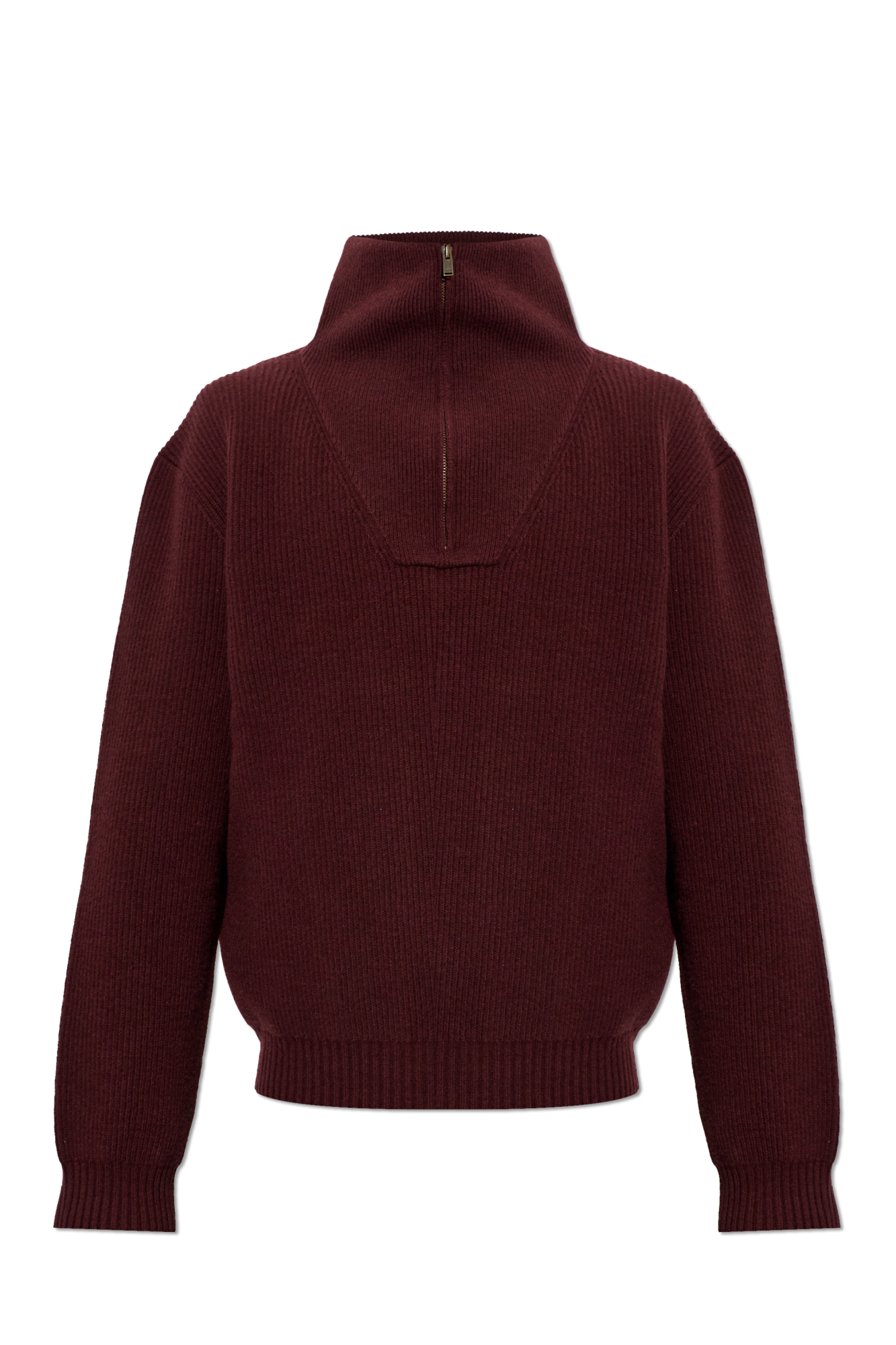 Saint Laurent Wełniany Sweter Ze Stójką, Mężczyźni, Bordo