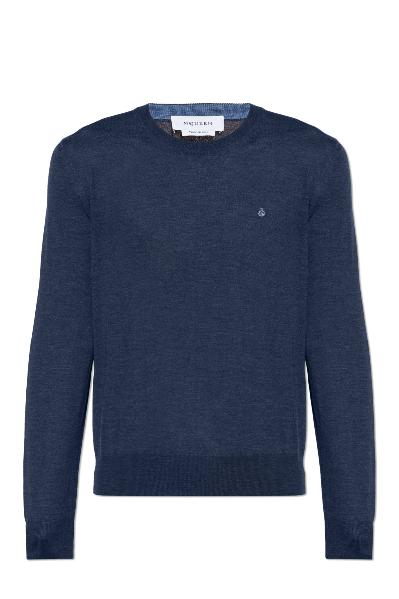 Alexander McQueen Wełniany Sweter Z Okrągłym Dekoltem, Mężczyźni, Granatowy