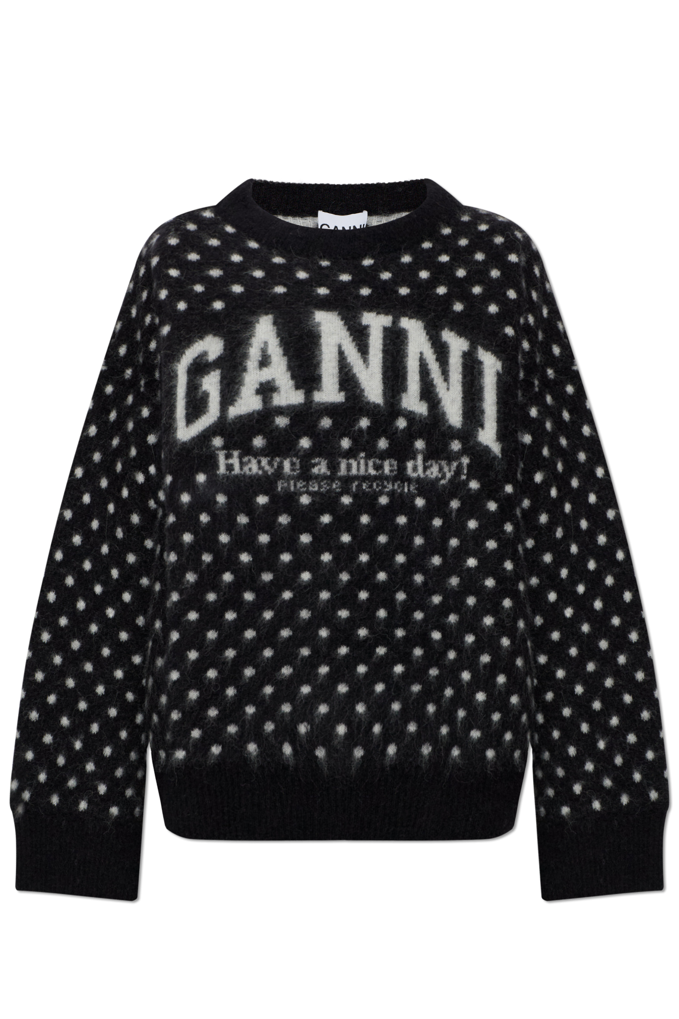Ganni Sweter Ze Wzorem W Grochy, Kobiety, Czarny