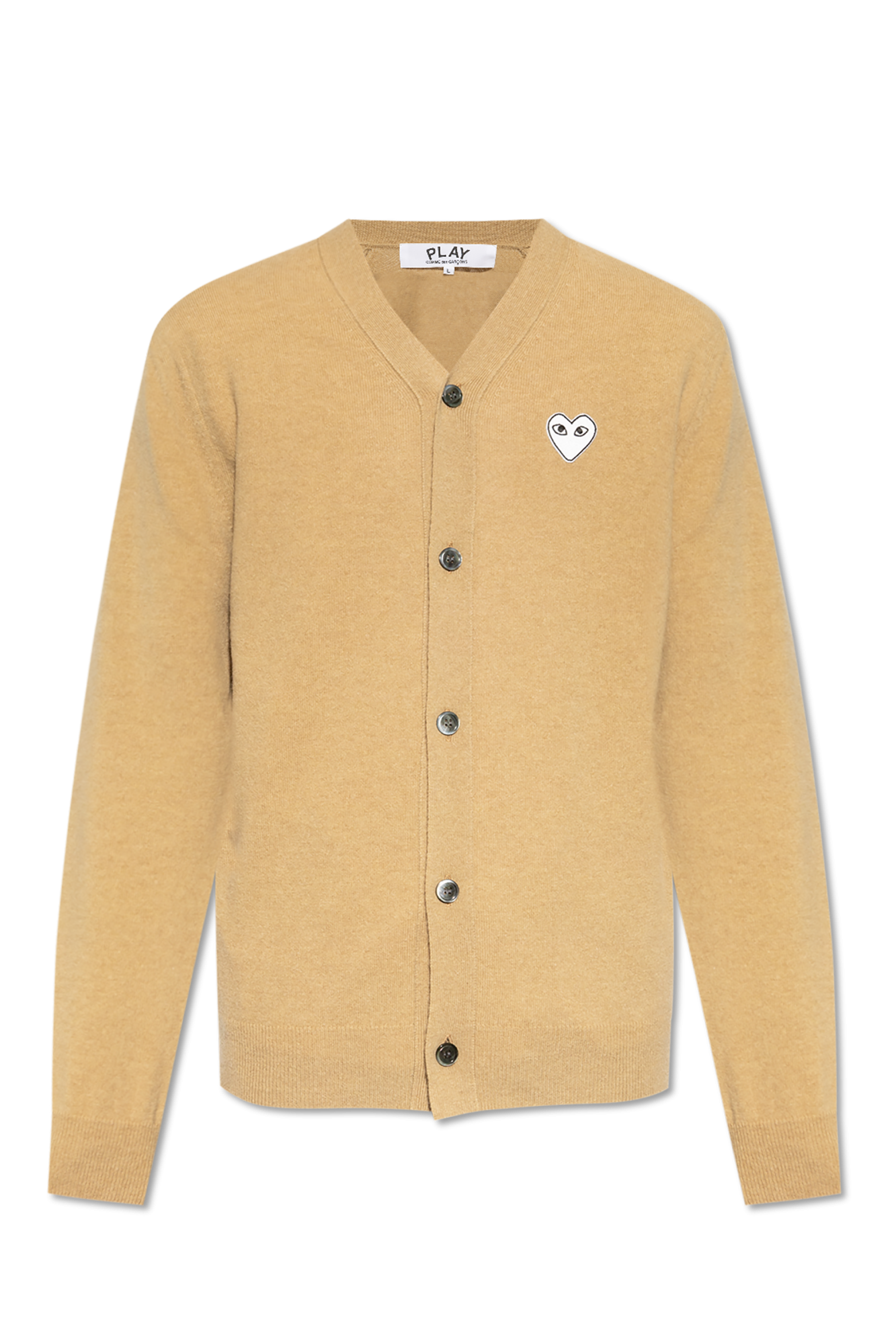Comme Des Garçons Play Wełniany Kardigan, Mężczyźni, Beżowy