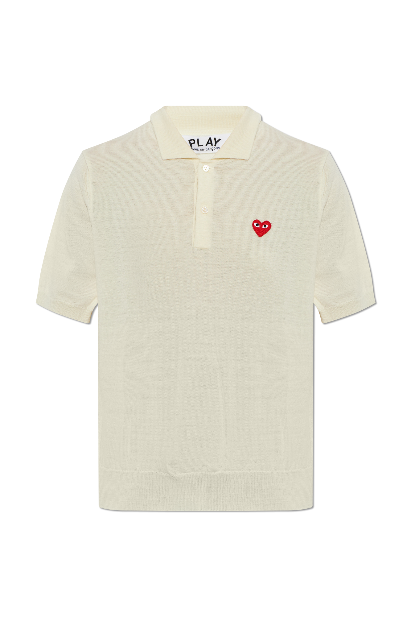 Comme Des Garçons Play Wełniane Polo Z Naszywką, Kobiety, Kremowy