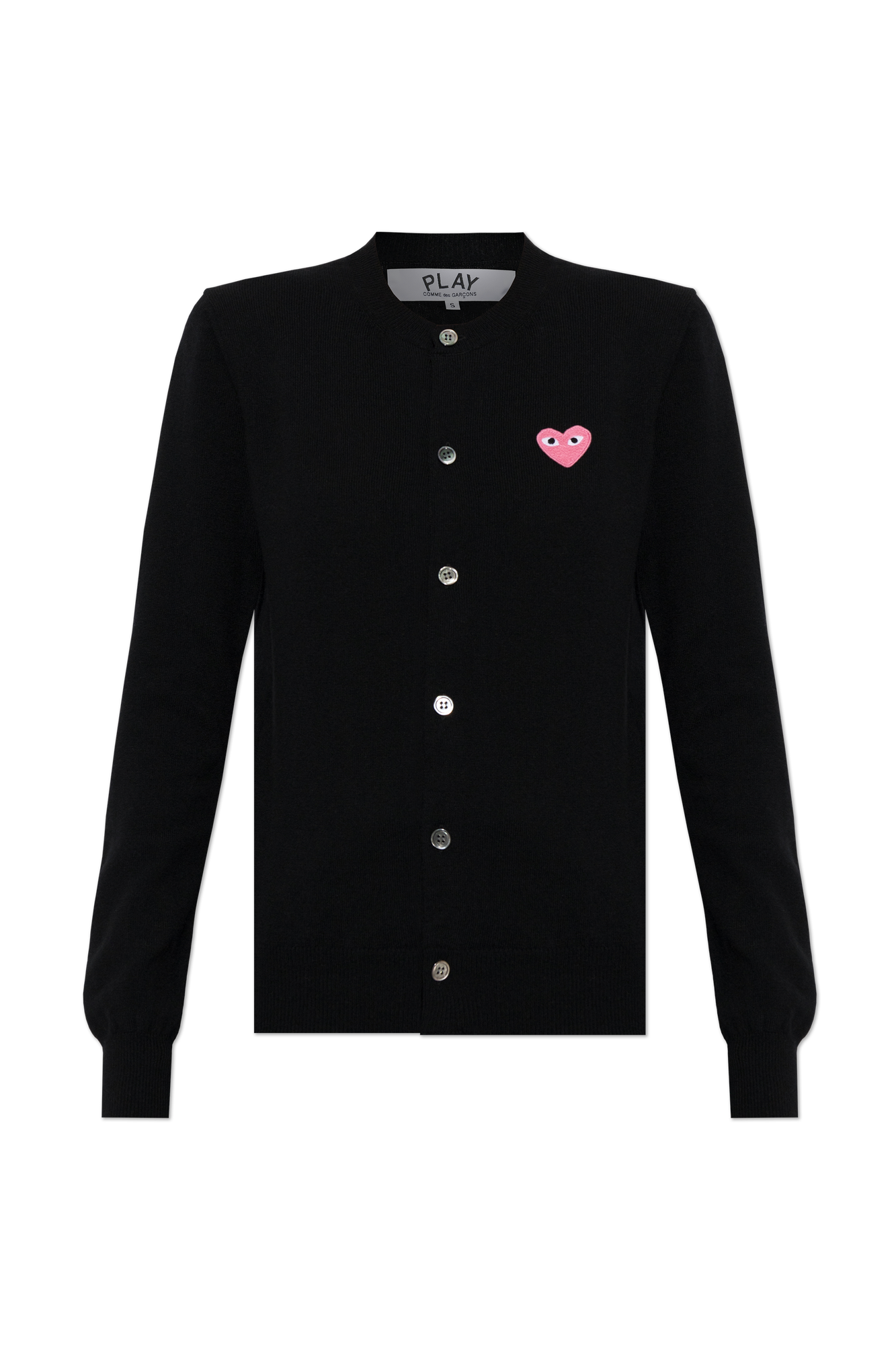 Comme Des Garçons Play Wełniany Kardigan Z Naszywką Z Logo, Kobiety, Czarny