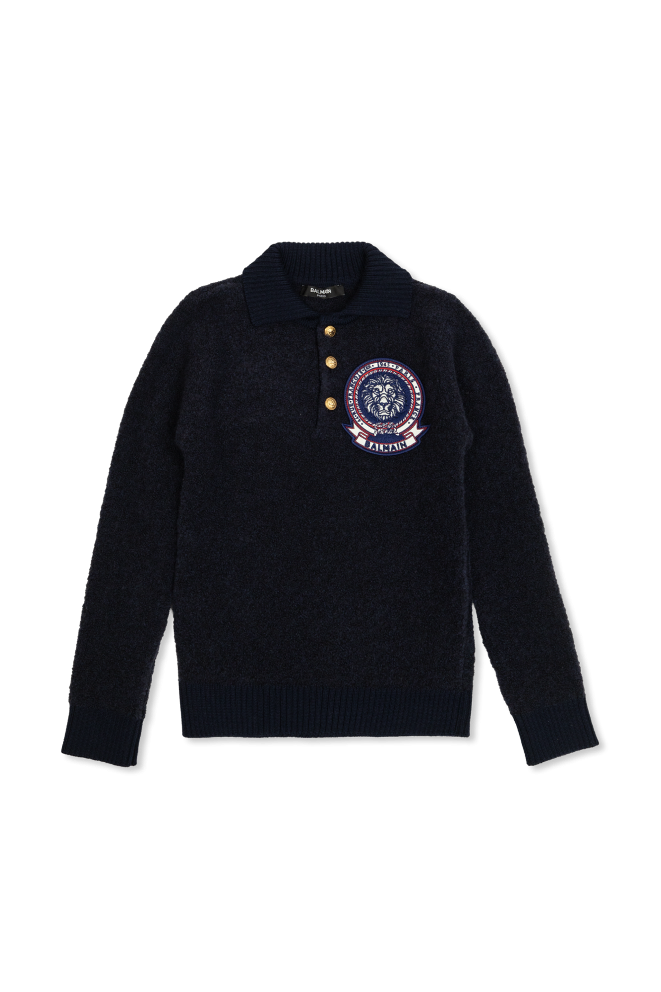 Balmain Kids Sweter Z Naszywką, Unisex, Granatowy