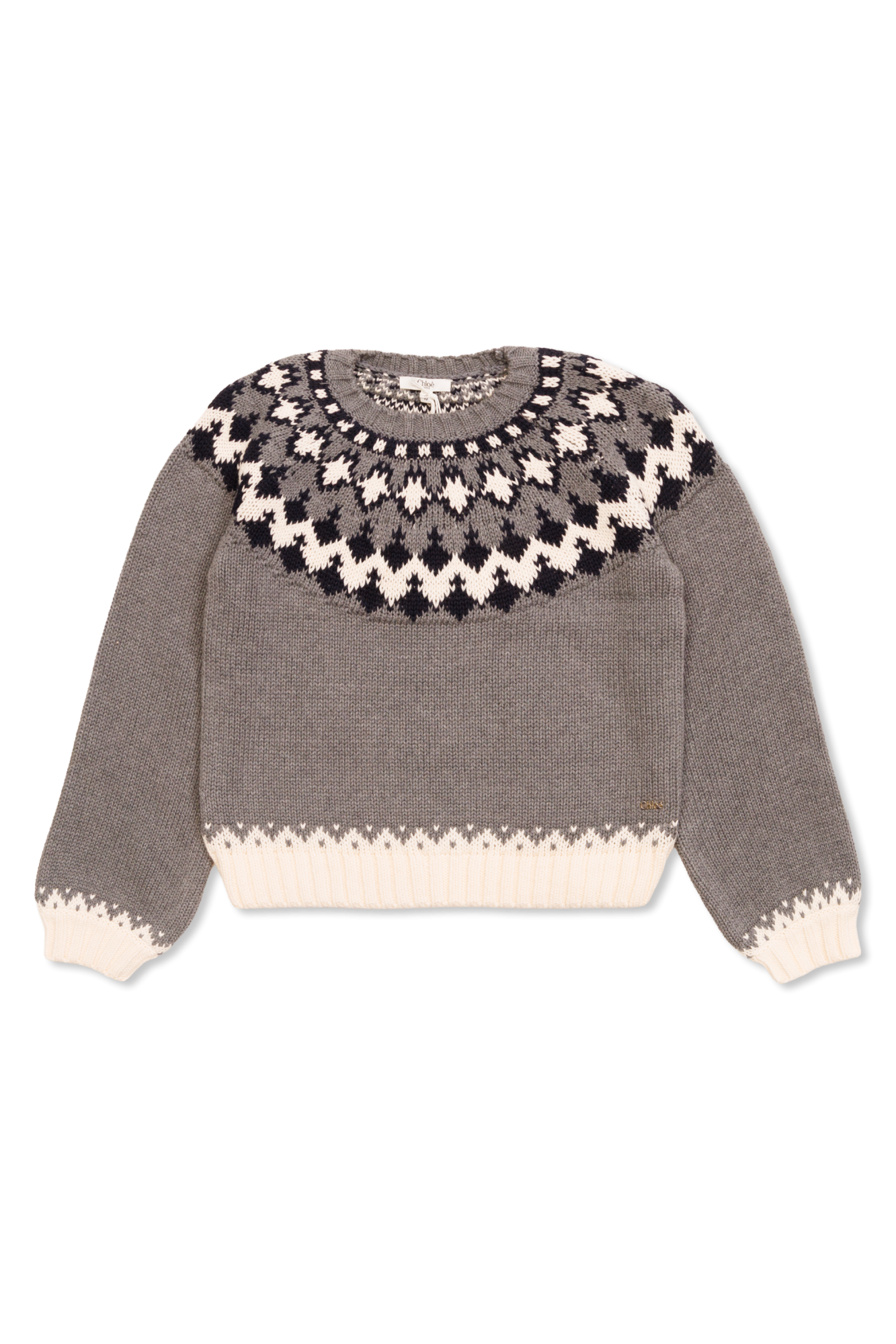 Chloé Kids Wzorzysty Sweter, Unisex, Szary