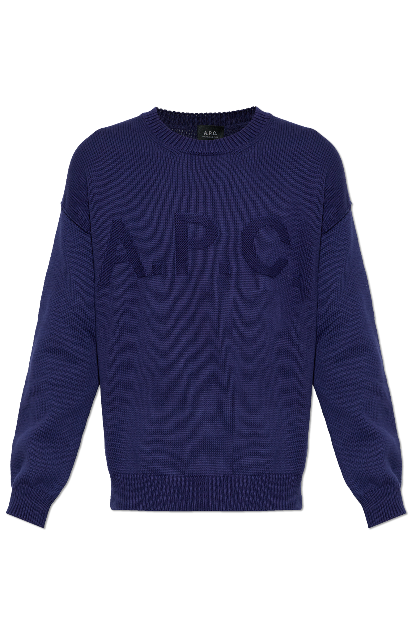 A.P.C. Bawełniany Sweter Z Logo, Mężczyźni, Granatowy