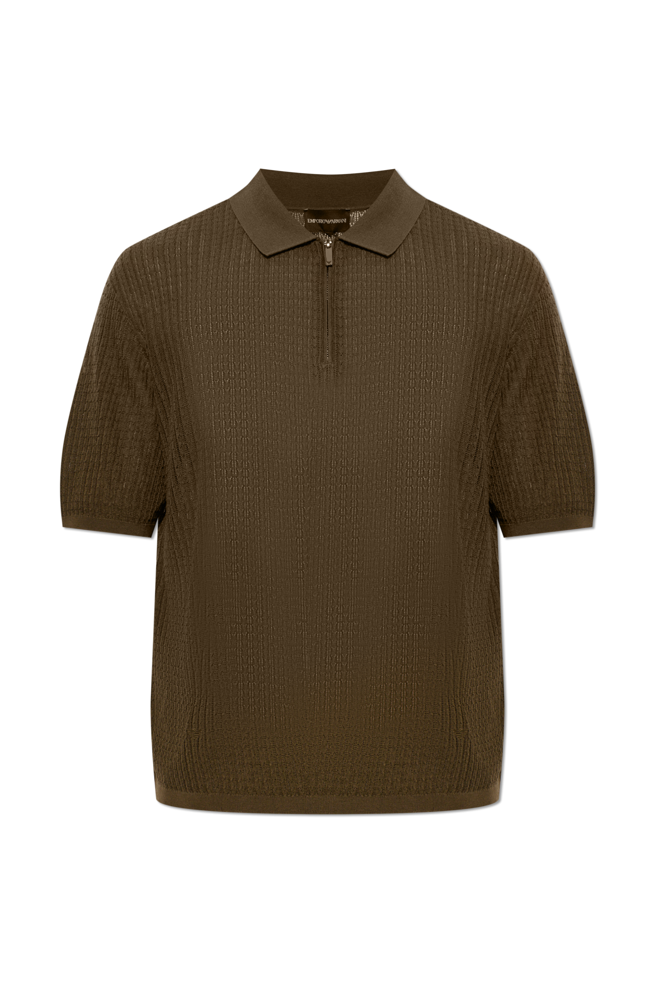 Emporio Armani Polo O Dekoracyjnym Splocie, Mężczyźni, Brązowy