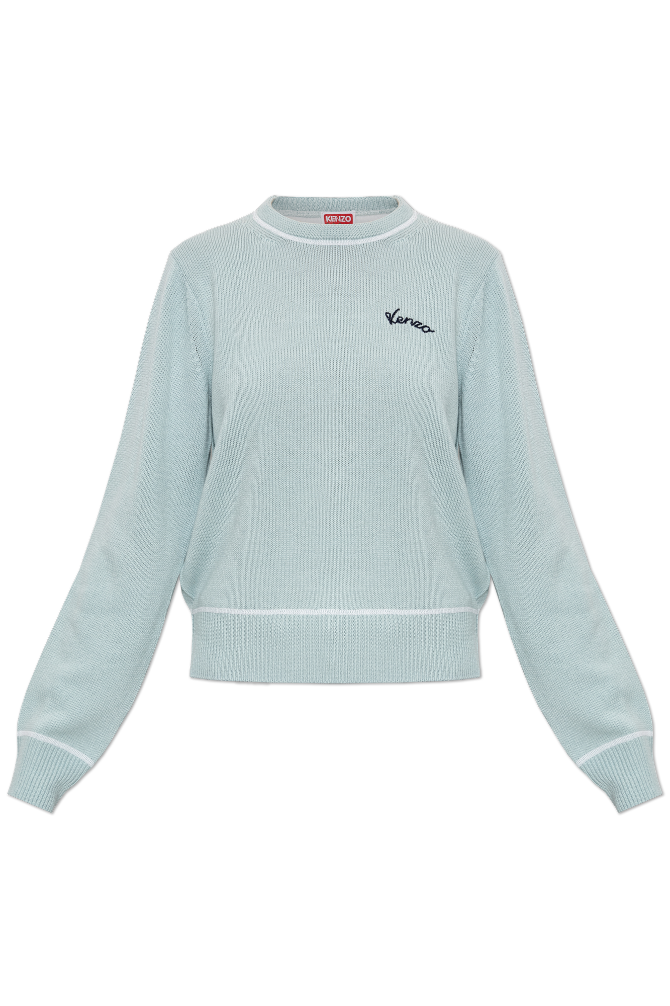 Kenzo Wełniany Sweter Z Naszytym Logo, Kobiety, Niebieski