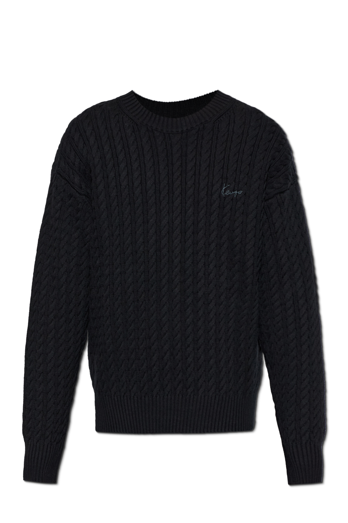 Kenzo Sweter O Dekoracyjnym Splocie, Mężczyźni, Czarny
