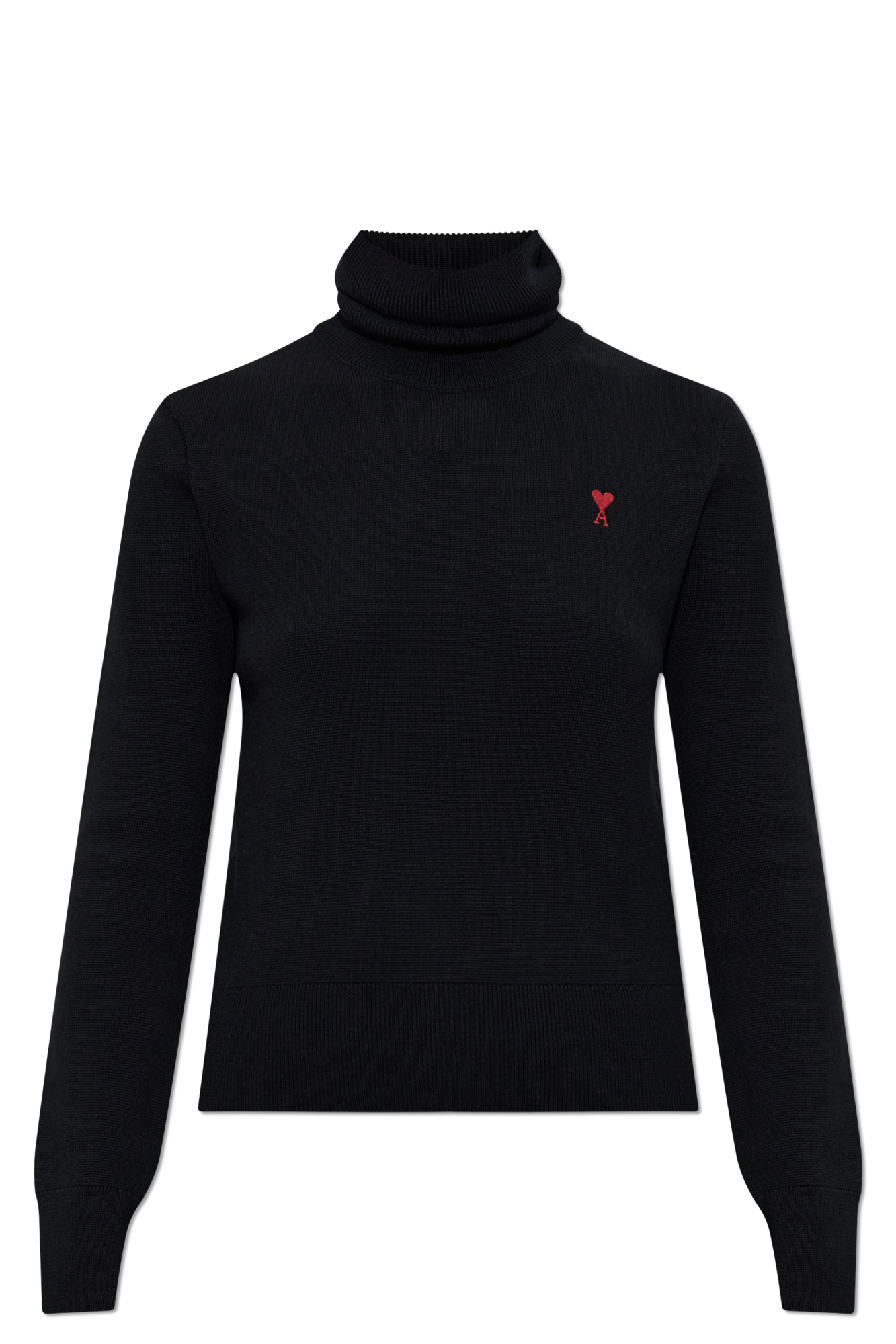 Ami Alexandre Mattiussi Wełniany Golf Z Wyszytym Logo, Kobiety, Czarny