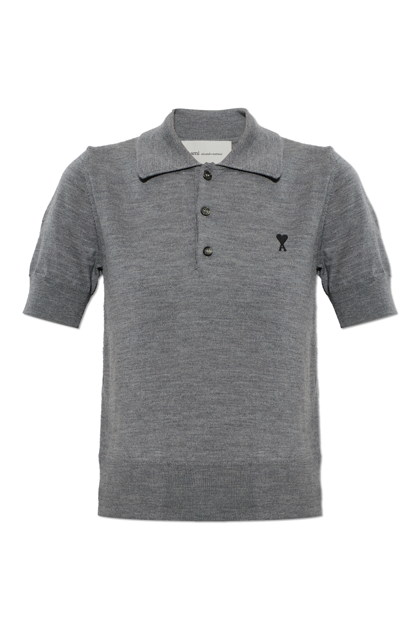 Ami Alexandre Mattiussi Wełniane Polo Z Wyszytym Logo, Kobiety, Szary