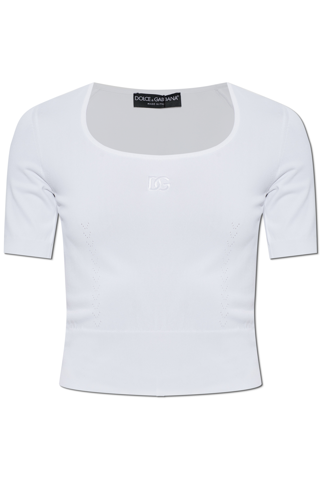 Dolce & Gabbana Top Z Wyszytym Logo, Kobiety, Biały