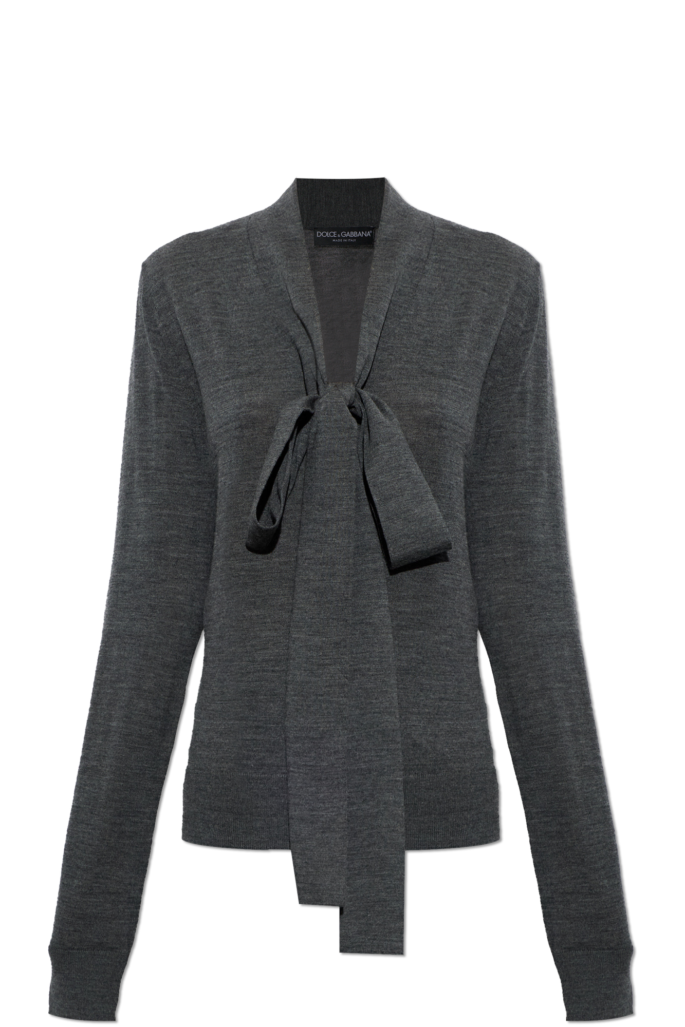 Dolce & Gabbana Wełniana Bluza Z Wszytym Szalem, Kobiety, Szary