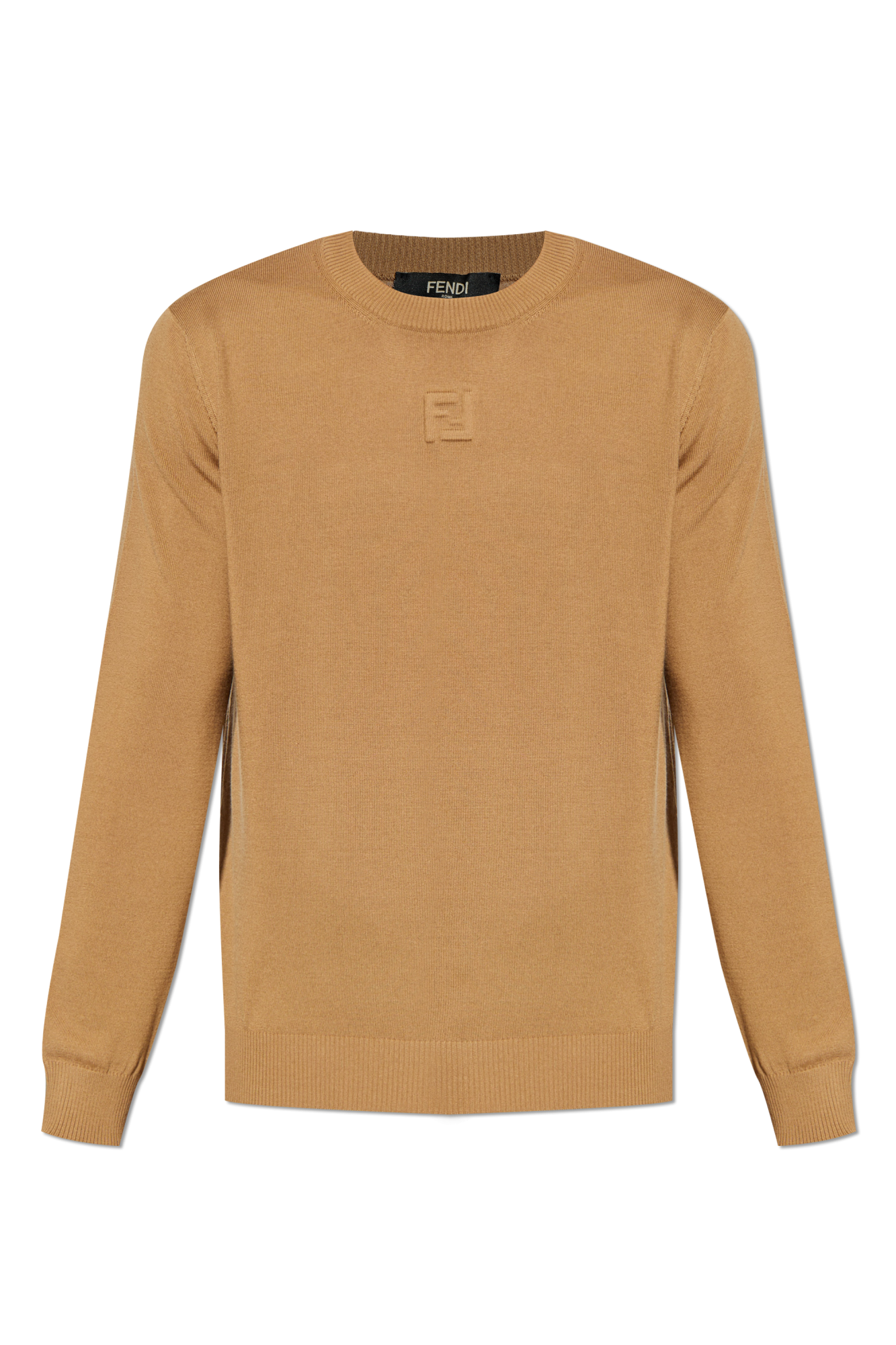 Fendi Sweter Z Wypukłym Logo, Mężczyźni, Beżowy
