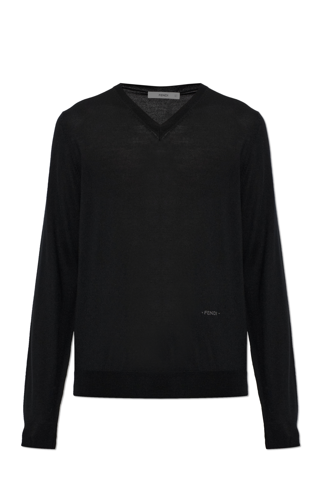 Fendi Wełniany Cienki Sweter, Mężczyźni, Czarny