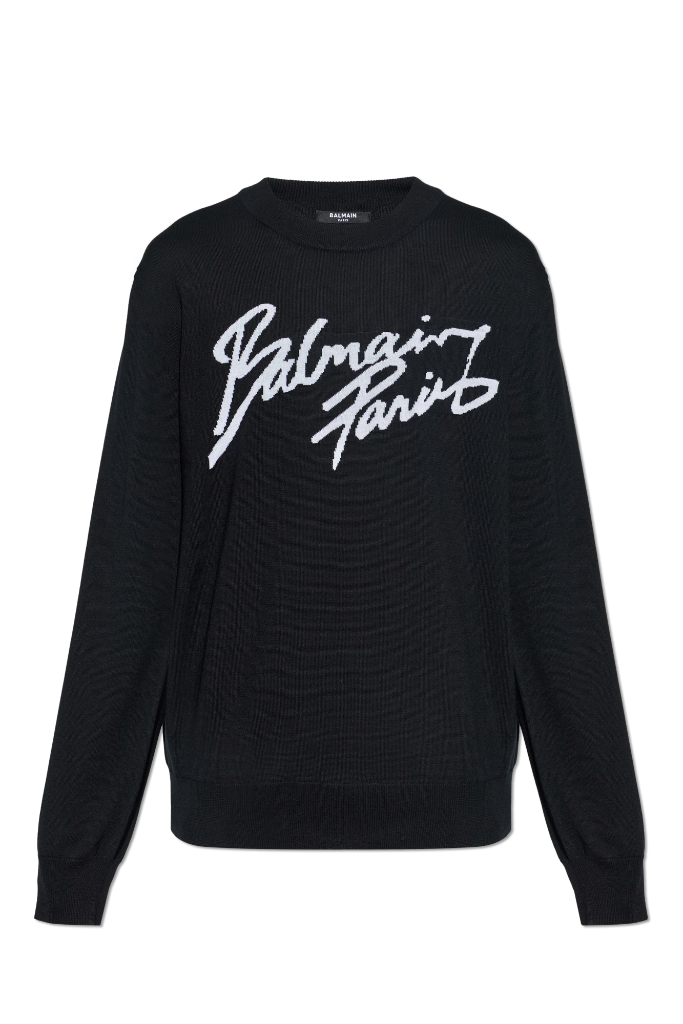 Balmain Wełniany Sweter Z Logo, Mężczyźni, Czarny