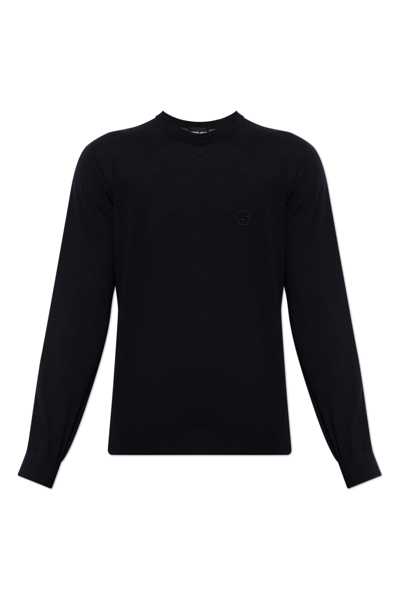 Giorgio Armani Wełniany Sweter Z Wyszytym Logo, Mężczyźni, Granatowy