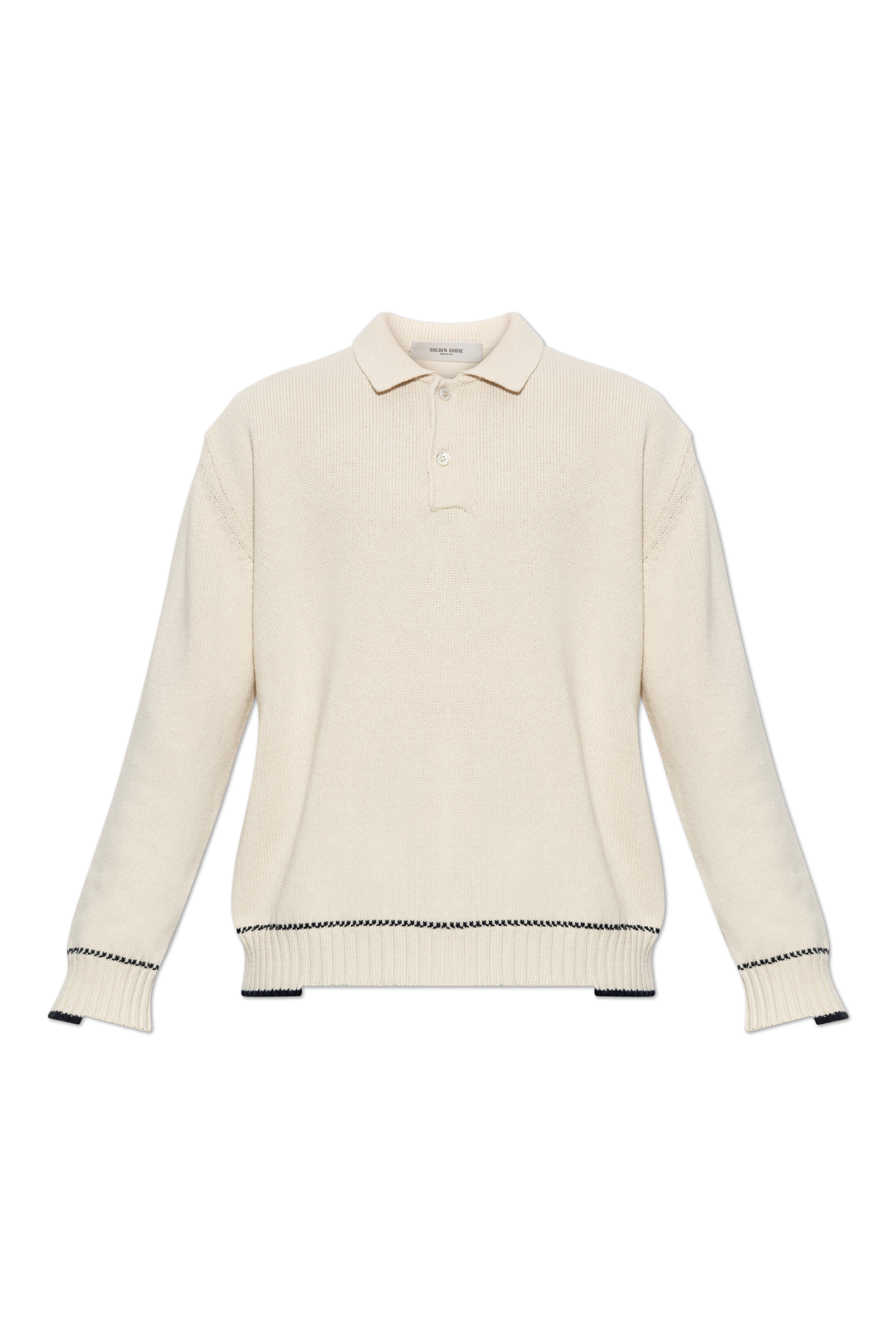 Golden Goose Polo Z Długimi Rękawami, Mężczyźni, Kremowy