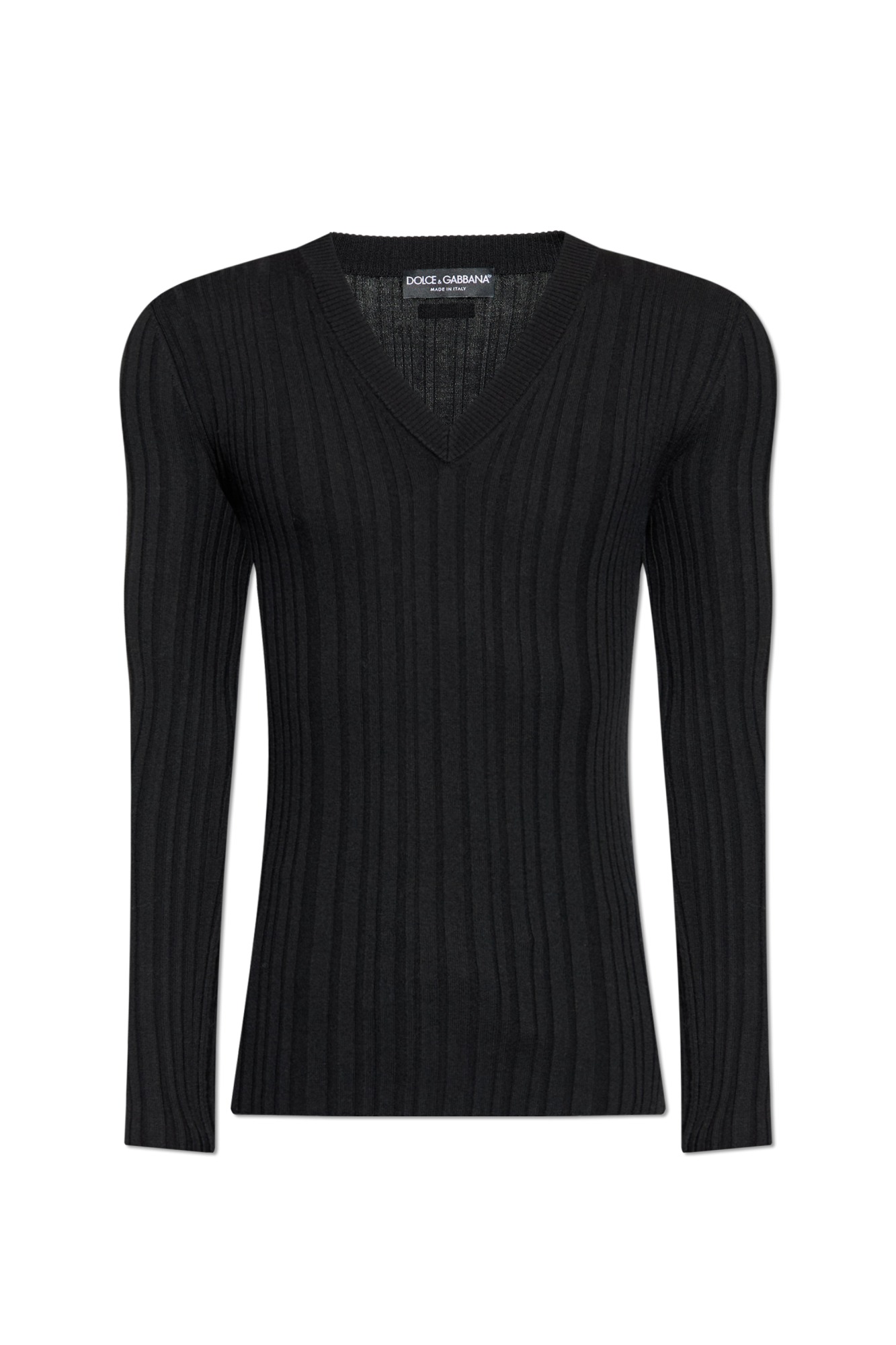 Dolce & Gabbana Sweter Z Dekoltem W Serek, Mężczyźni, Czarny