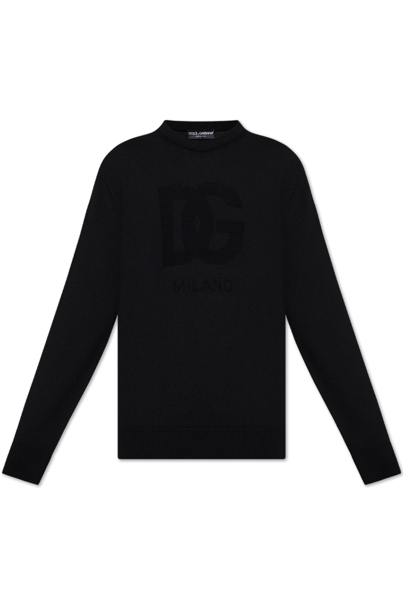 Dolce & Gabbana Wełniany Sweter Z Logo, Mężczyźni, Czarny