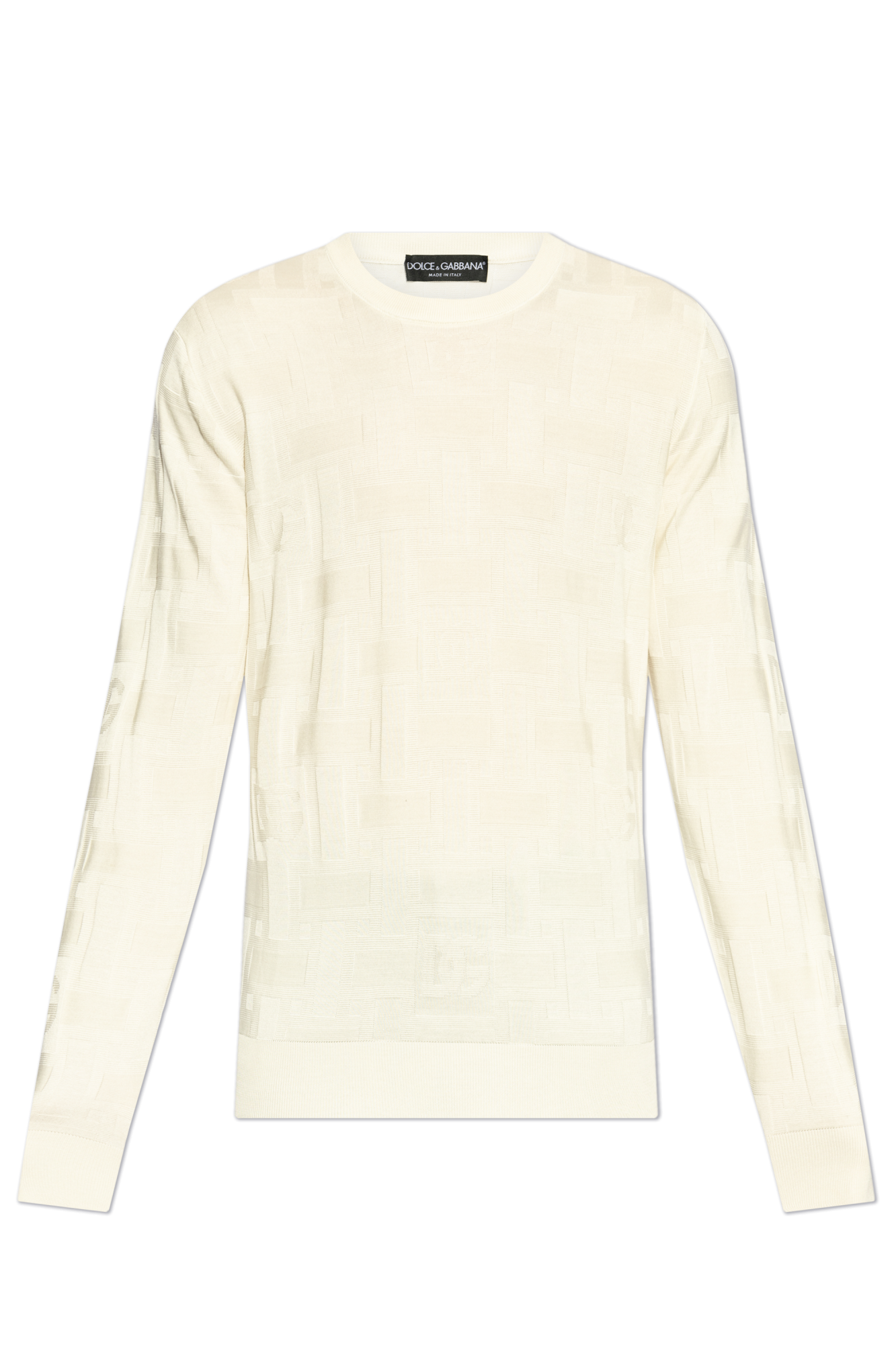 Dolce & Gabbana Sweter Z Monogramem, Mężczyźni, Kremowy