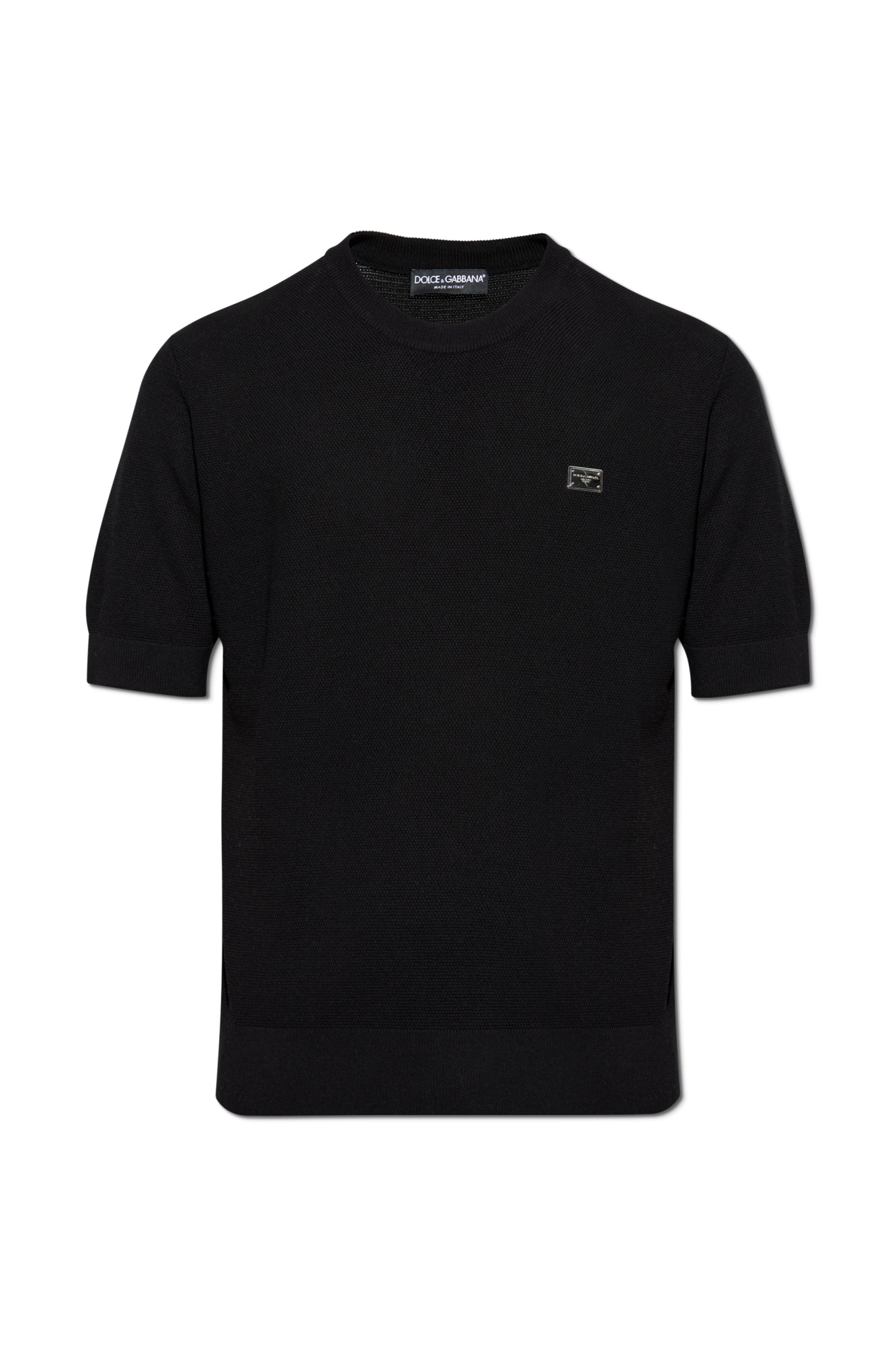 Dolce & Gabbana T-shirt Z Aplikacją Z Logo, Mężczyźni, Czarny