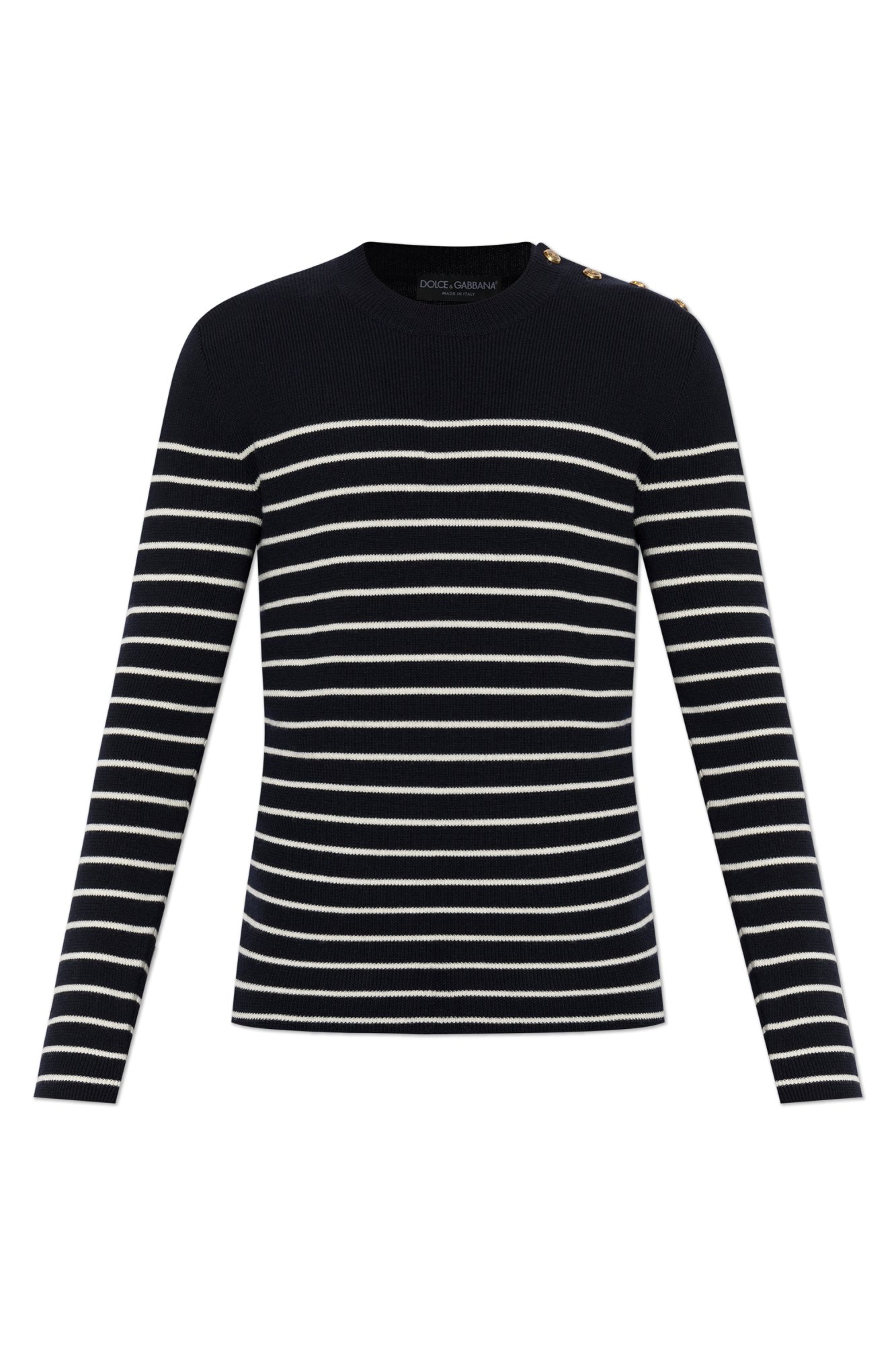 Dolce & Gabbana Wełniany Sweter Ze Wzorem W Pasy, Mężczyźni, Granatowy