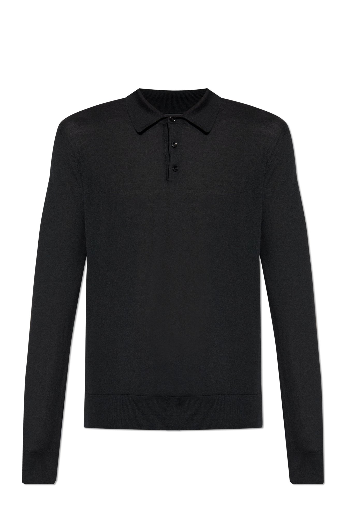 Dolce & Gabbana Kaszmirowe Polo Z Długimi Rękawami, Mężczyźni, Czarny