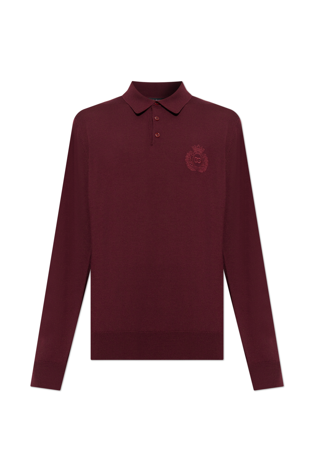 Dolce & Gabbana Wełniane Polo Z Wyszytym Logo, Mężczyźni, Bordo