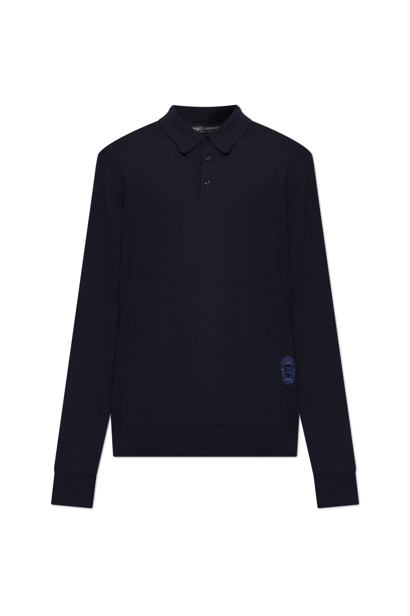 Dolce & Gabbana Wełniane Polo Z Długimi Rękawami, Mężczyźni, Granatowy