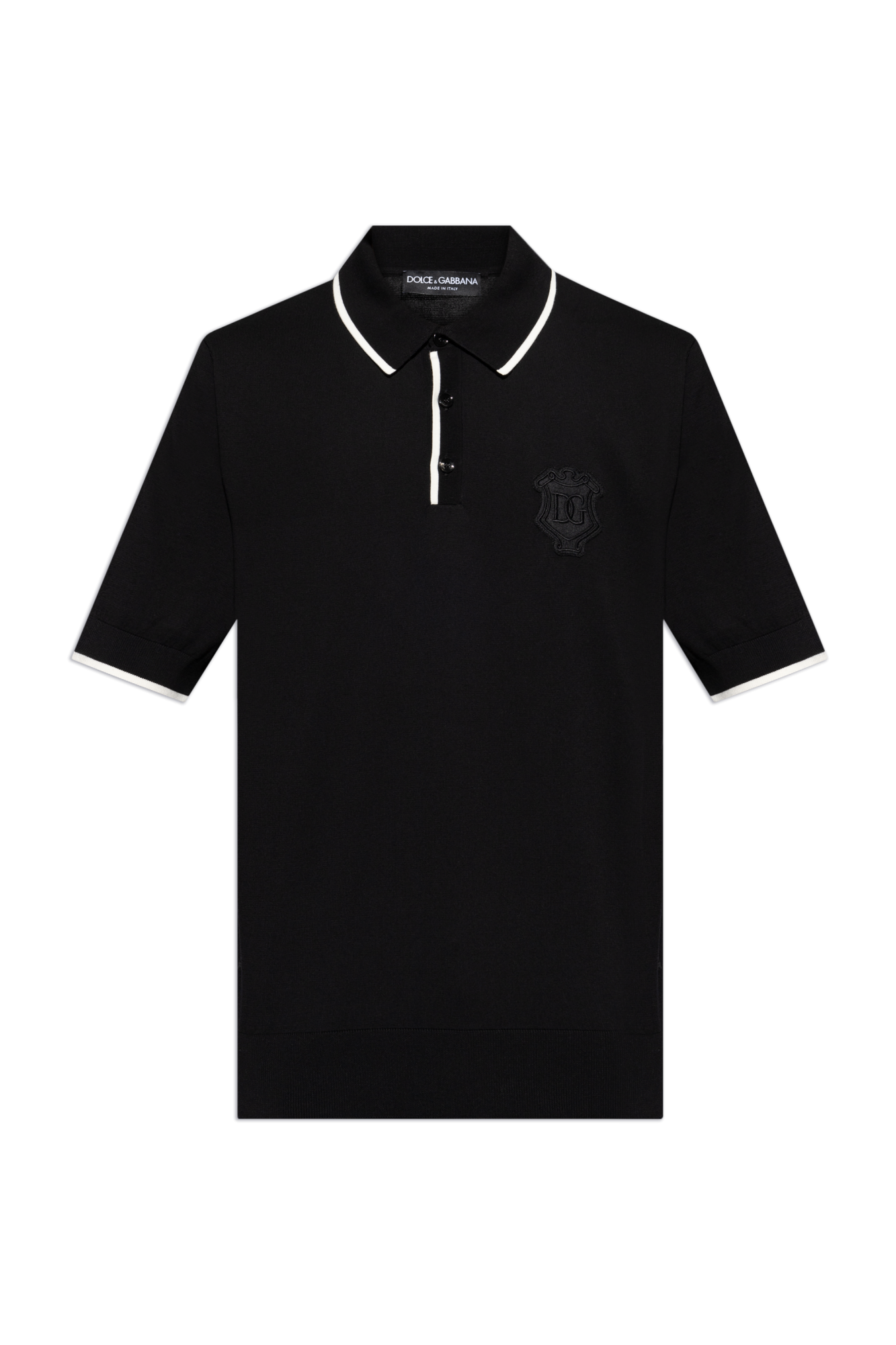 Dolce & Gabbana Bawełniane Polo Z Logo, Mężczyźni, Czarny