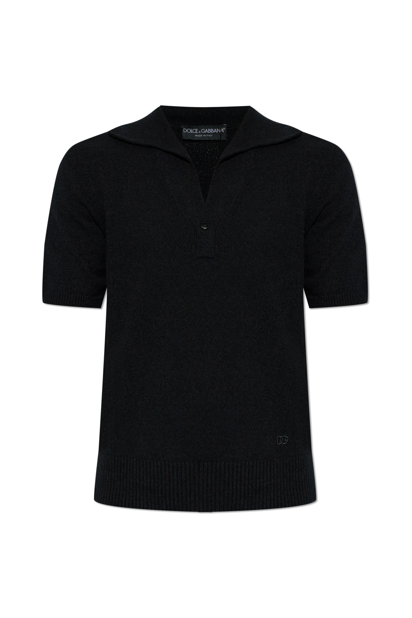 Dolce & Gabbana Polo Z Wyszytym Logo, Mężczyźni, Czarny