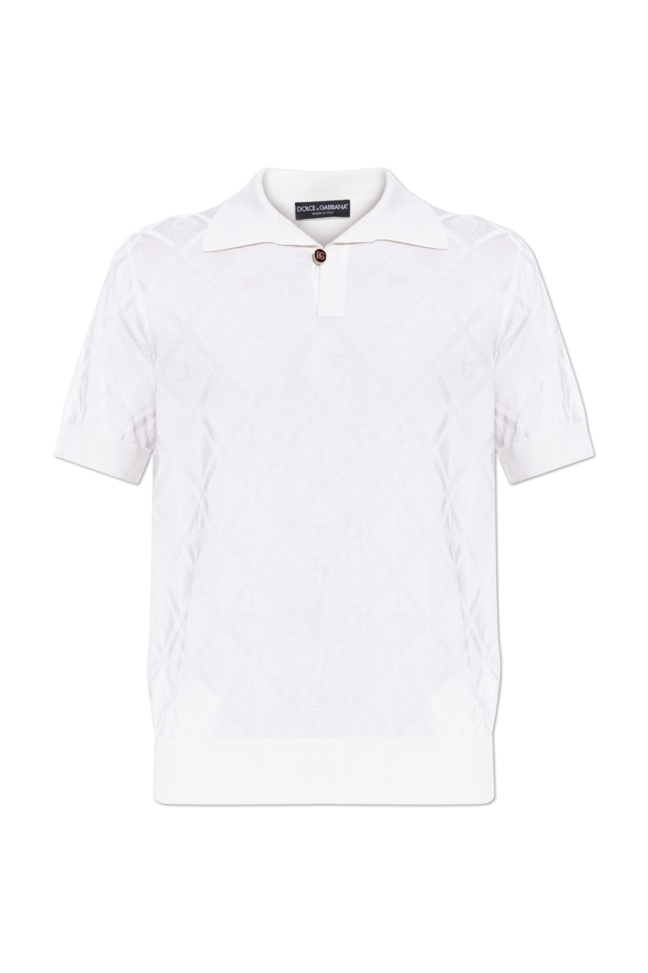 Dolce & Gabbana Jedwabne Polo, Mężczyźni, Biały