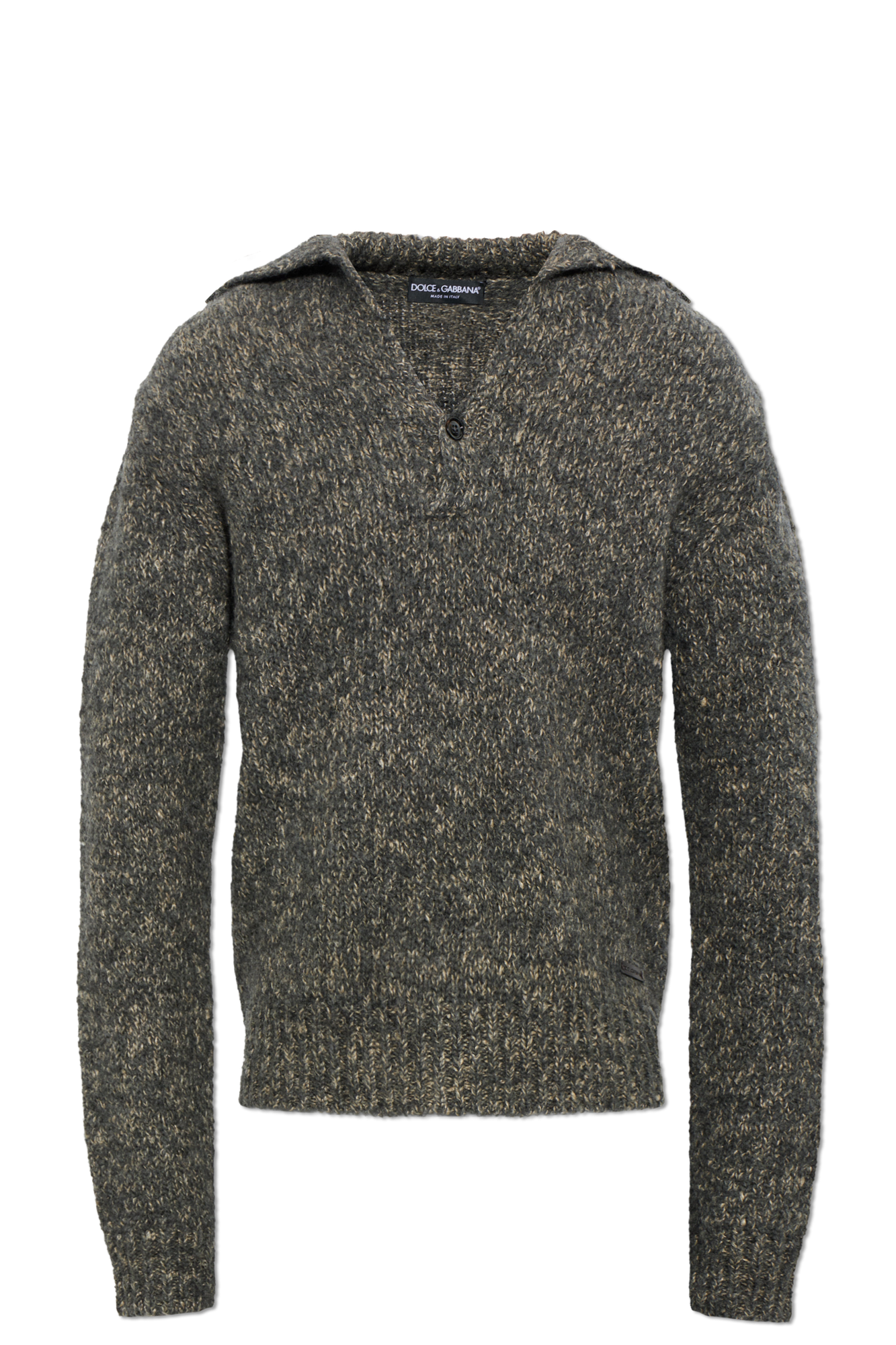 Dolce & Gabbana Wełniane Polo Z Naszytym Logo, Mężczyźni, Szary