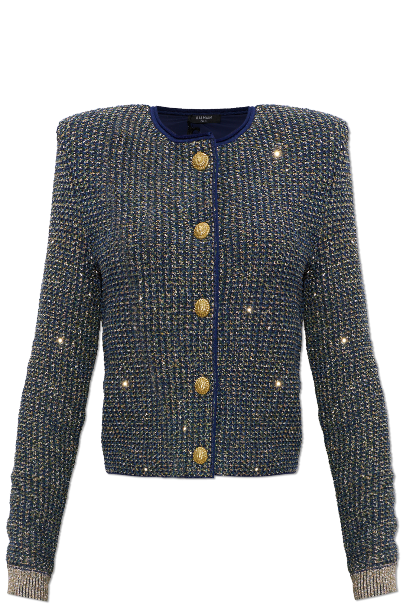 Balmain Cekinowy Kardigan, Kobiety, Granatowy