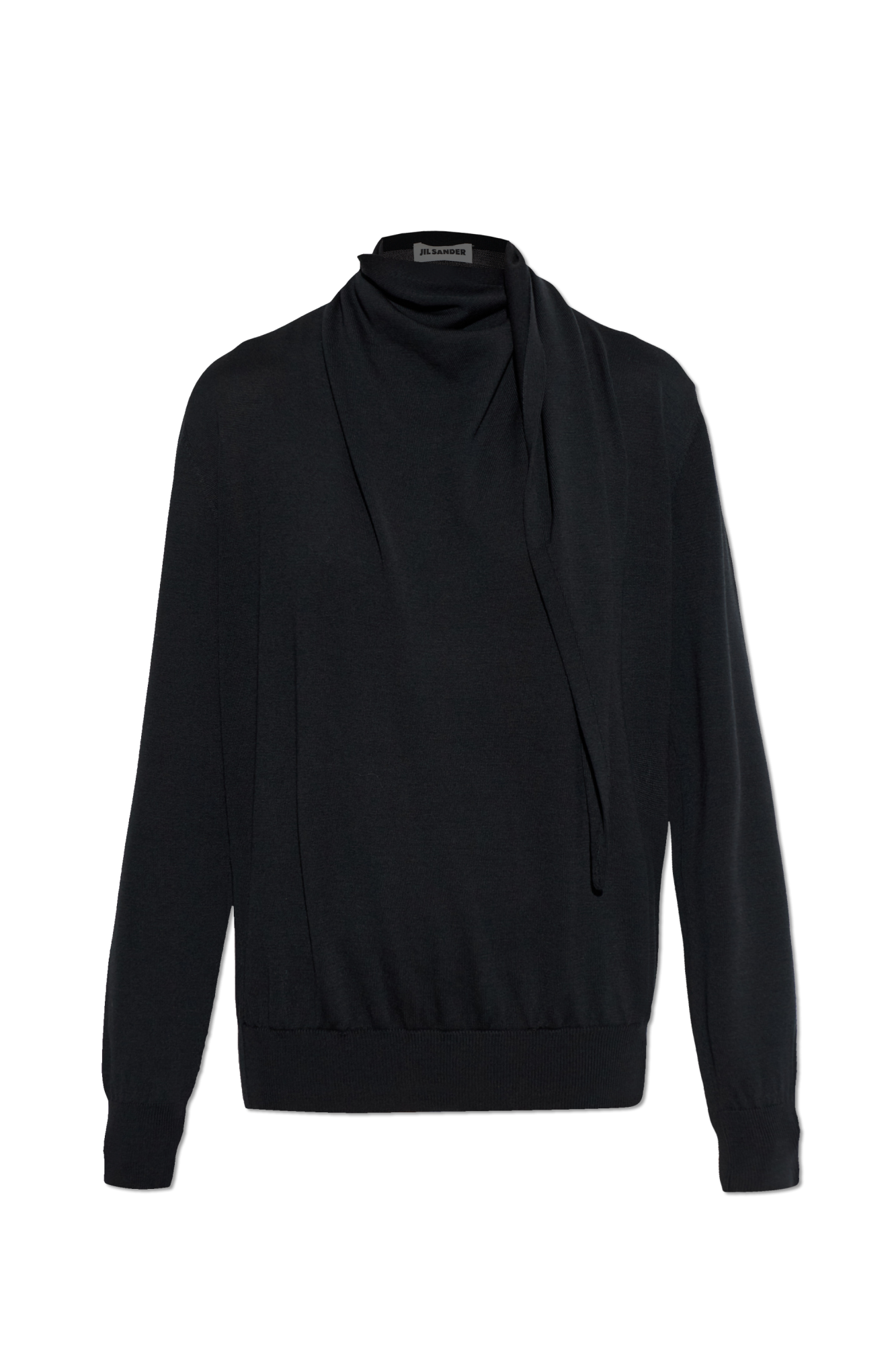 JIL SANDER Sweter Z Dekoracyjnym Dekoltem, Kobiety, Czarny