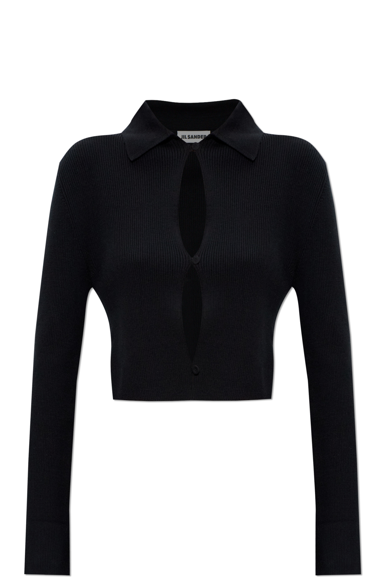 JIL SANDER Wełniany Kardigan, Kobiety, Czarny