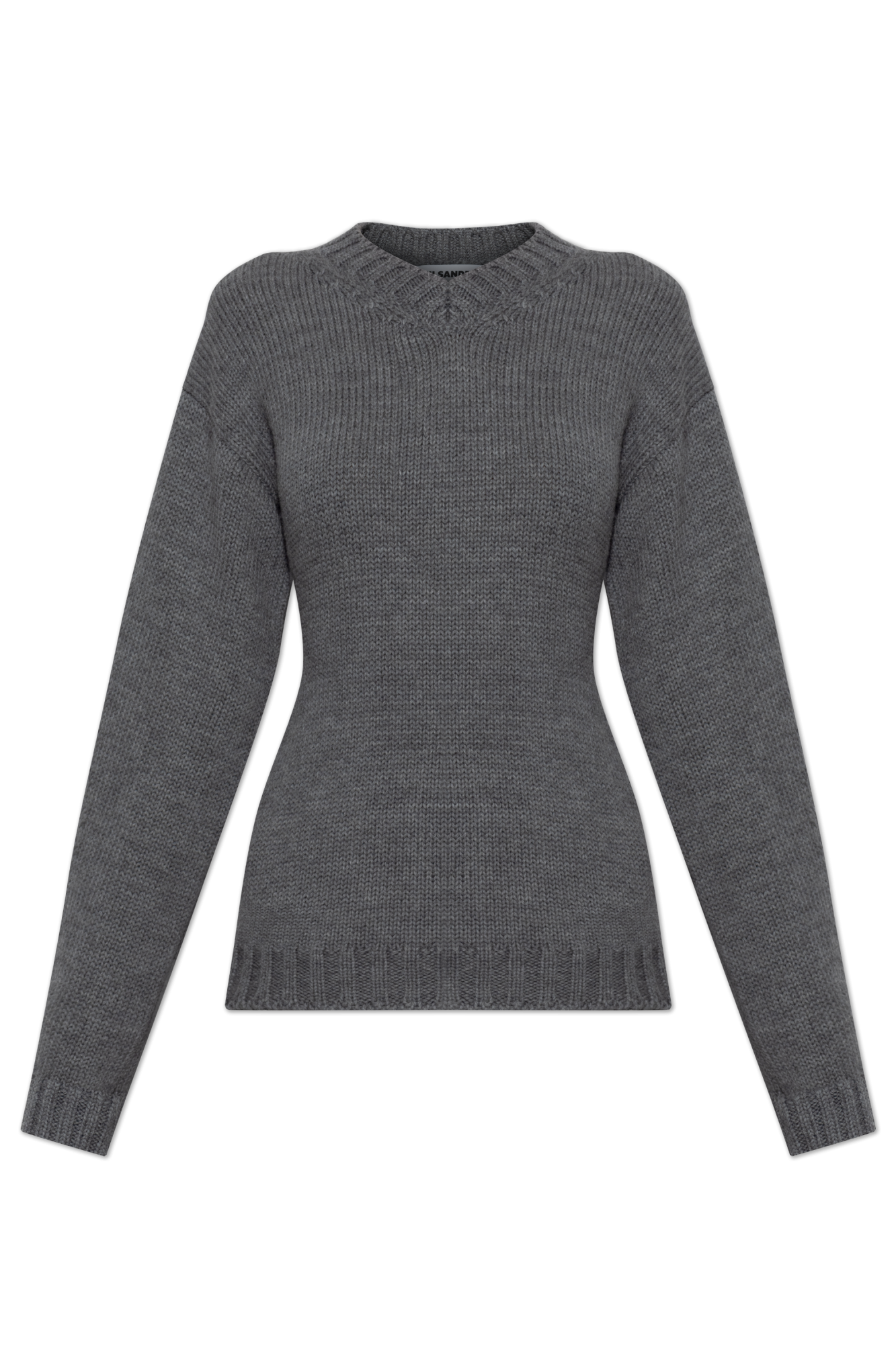 JIL SANDER Wełniany Sweter Z Dekoltem W Serek, Kobiety, Szary