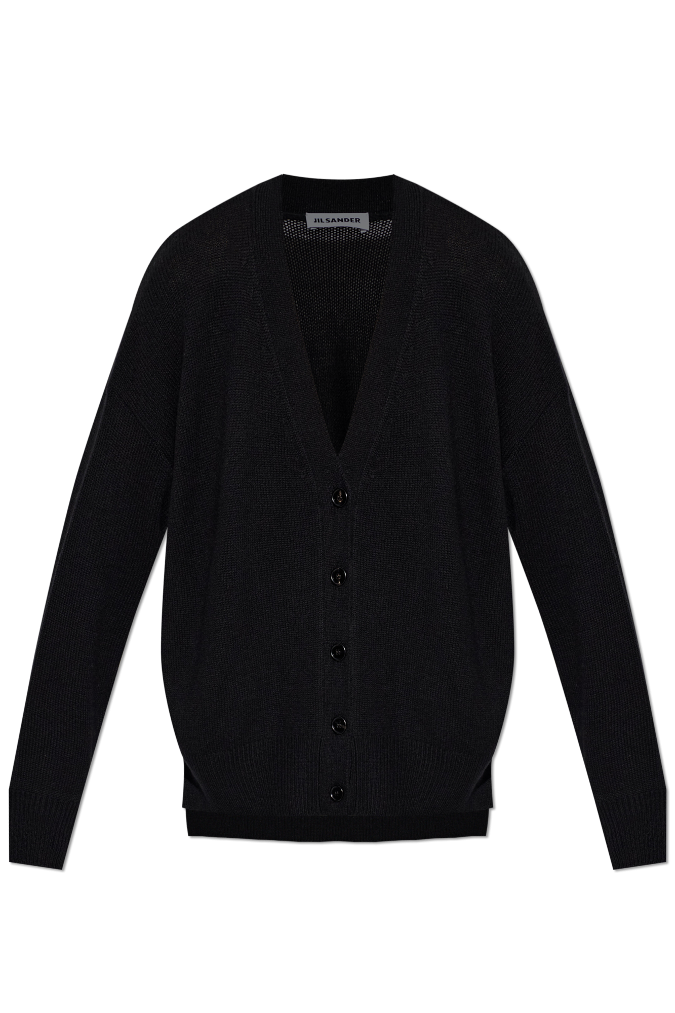 JIL SANDER Kaszmirowy Kardigan Typu `oversize`, Kobiety, Czarny