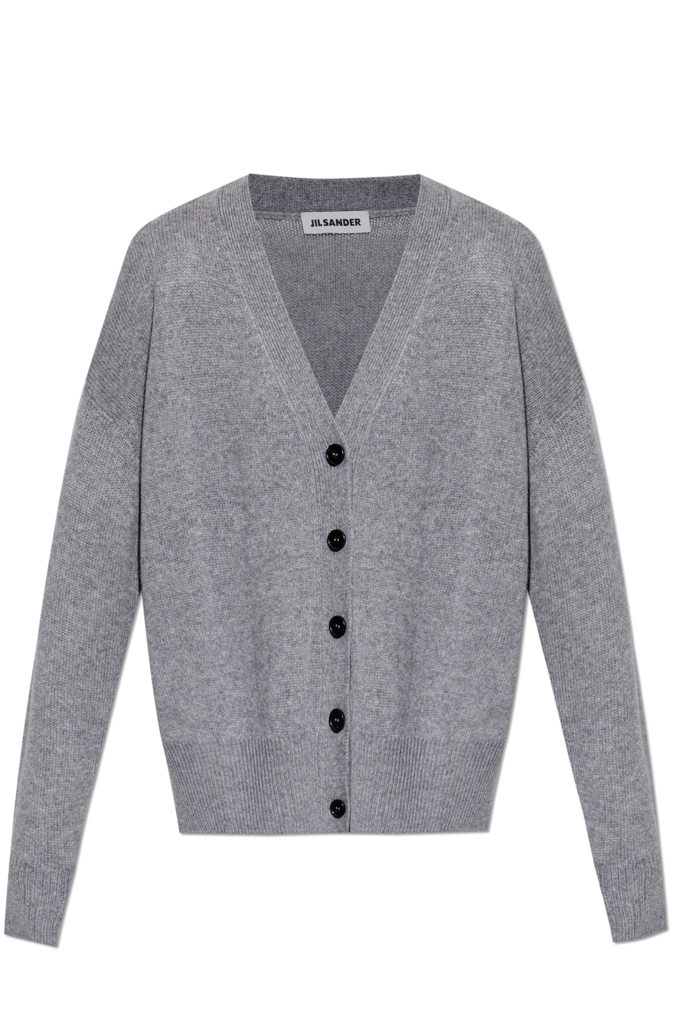 JIL SANDER Kaszmirowy Kardigan Typu `oversize`, Kobiety, Szary