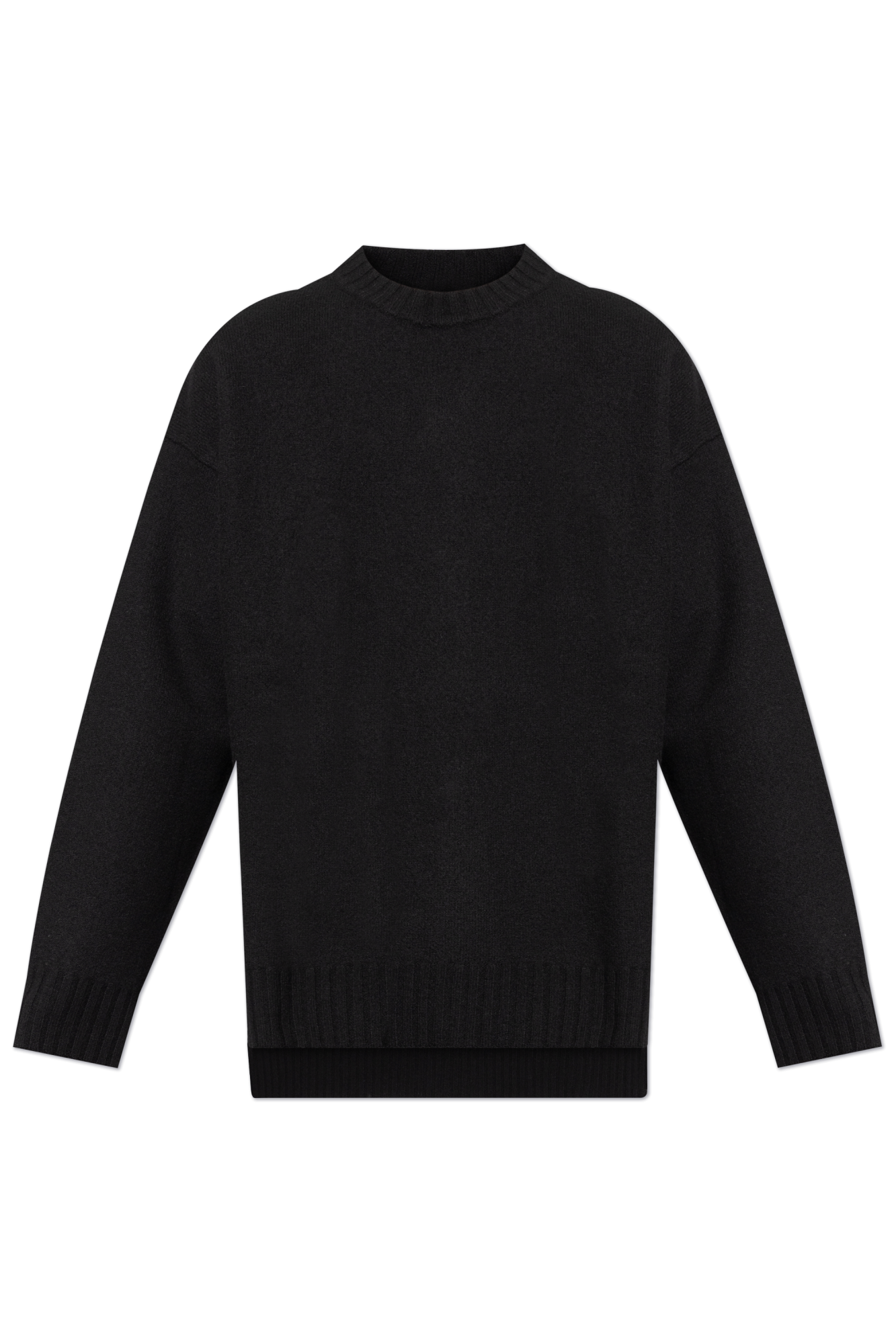 JIL SANDER Wełniany Sweter, Mężczyźni, Czarny