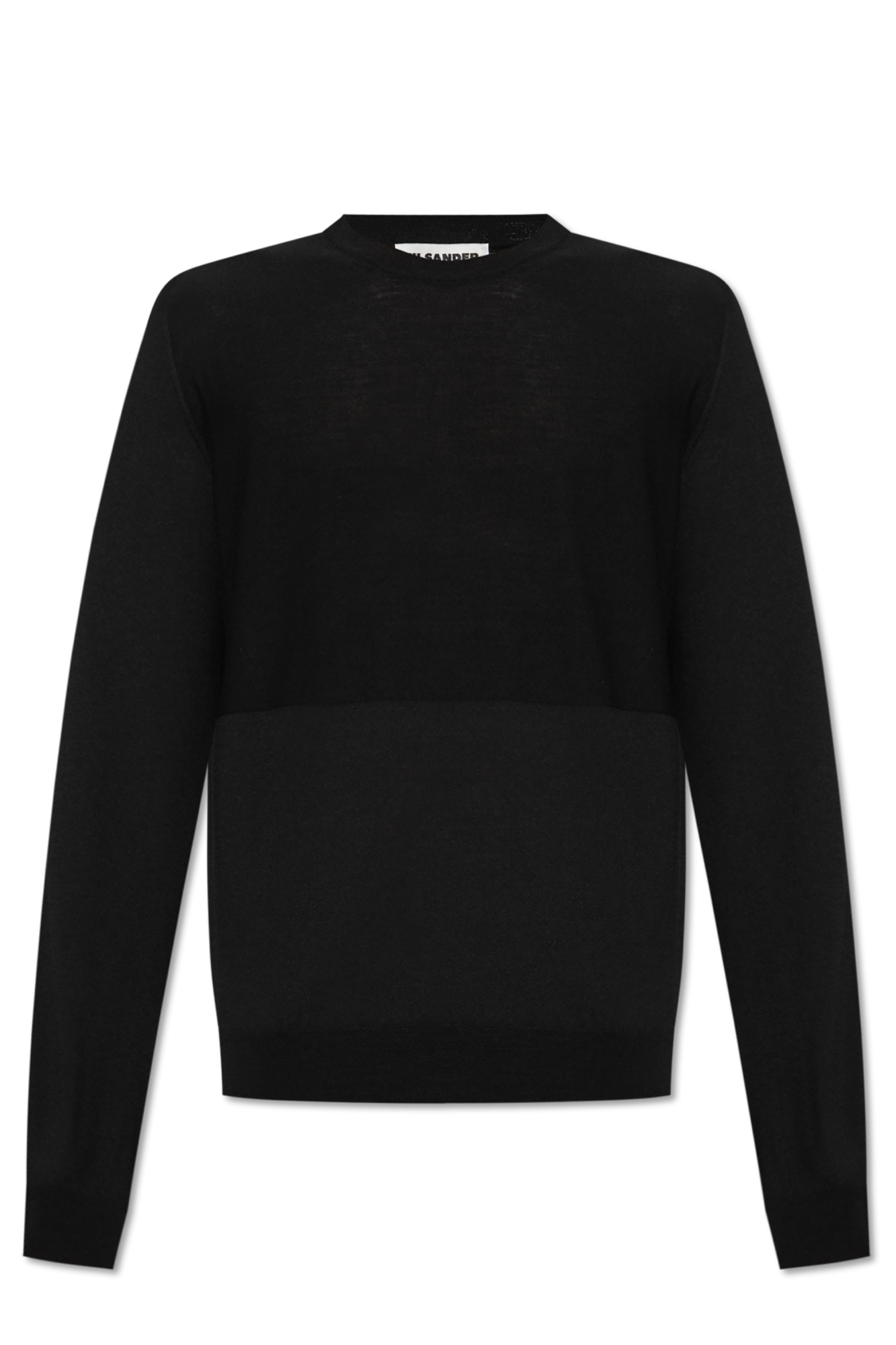 JIL SANDER Wełniany Sweter, Mężczyźni, Czarny