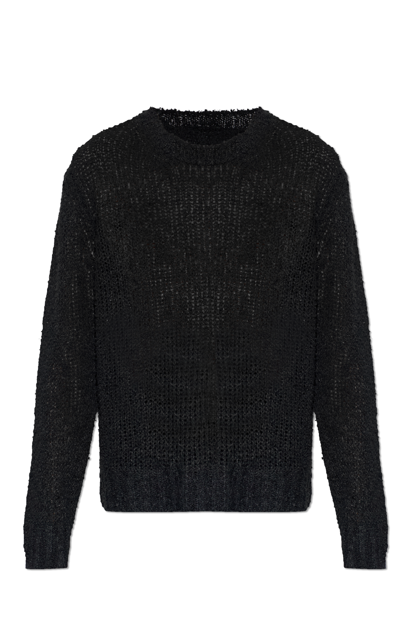 JIL SANDER Lniany Sweter Z Surowo Wykończonym Dołem, Mężczyźni, Czarny