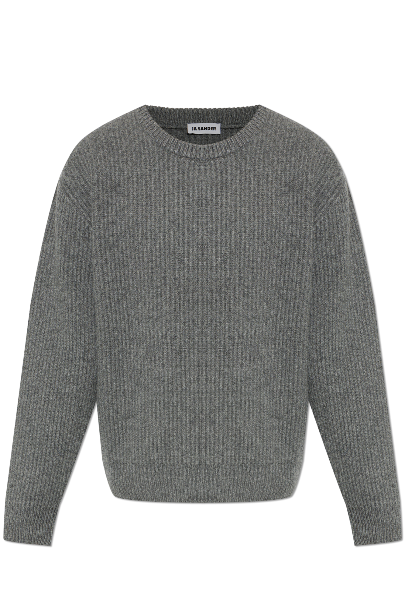 JIL SANDER Wełniany Sweter Z Okrągłym Dekoltem, Mężczyźni, Szary