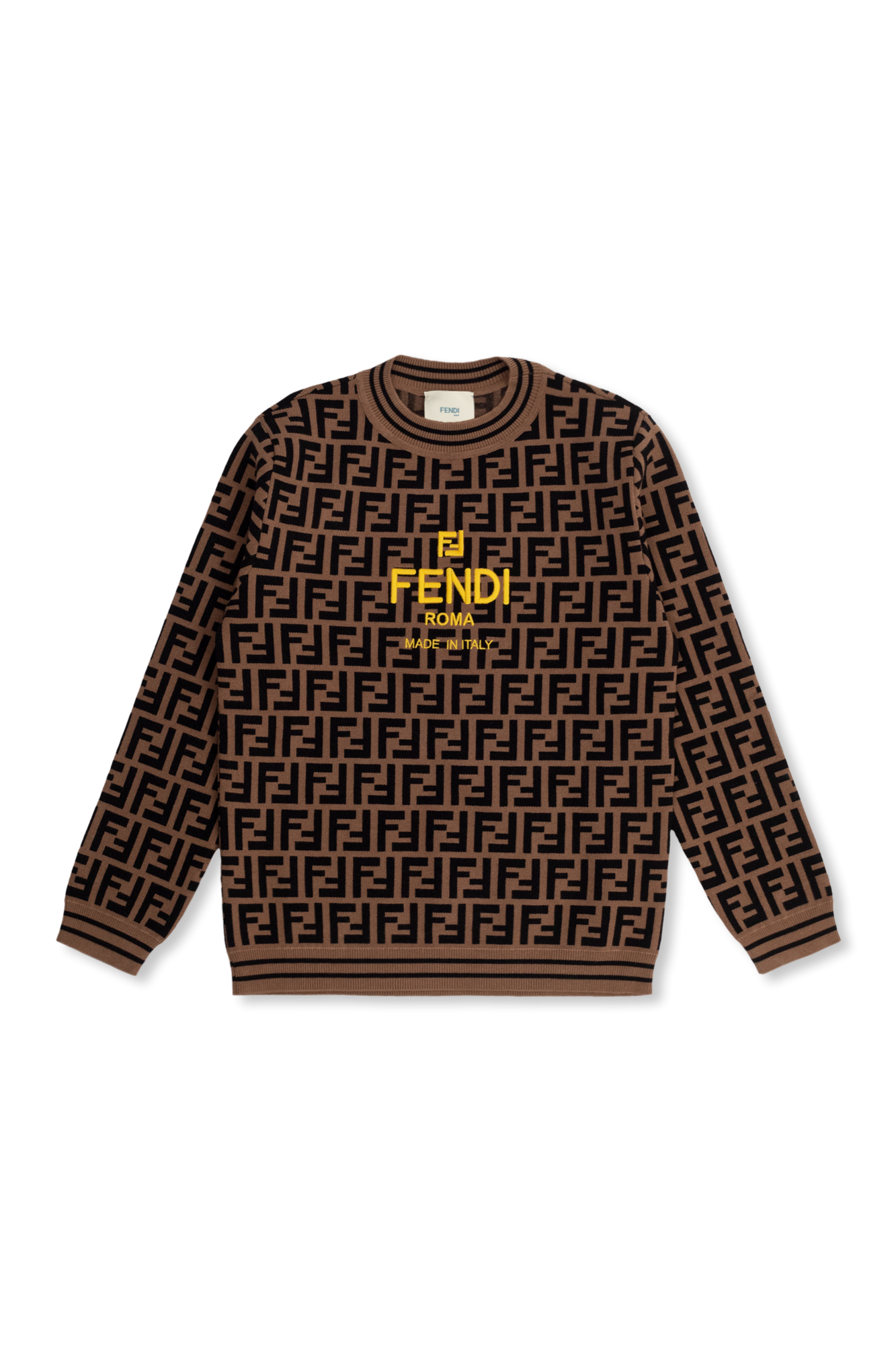 Fendi Kids Sweter Z Monogramem, Unisex, Brązowy