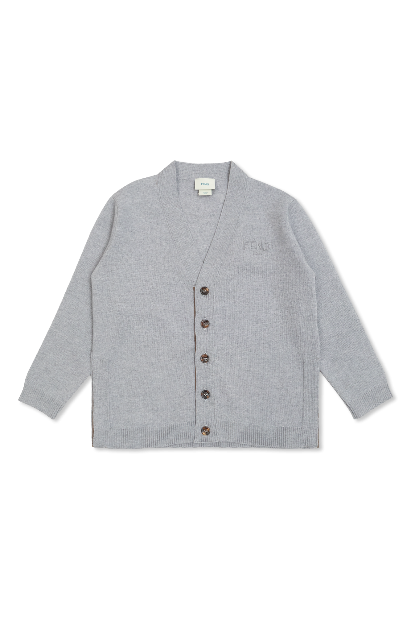 Fendi Kids Kardigan Z Wyszytym Logo, Unisex, Szary