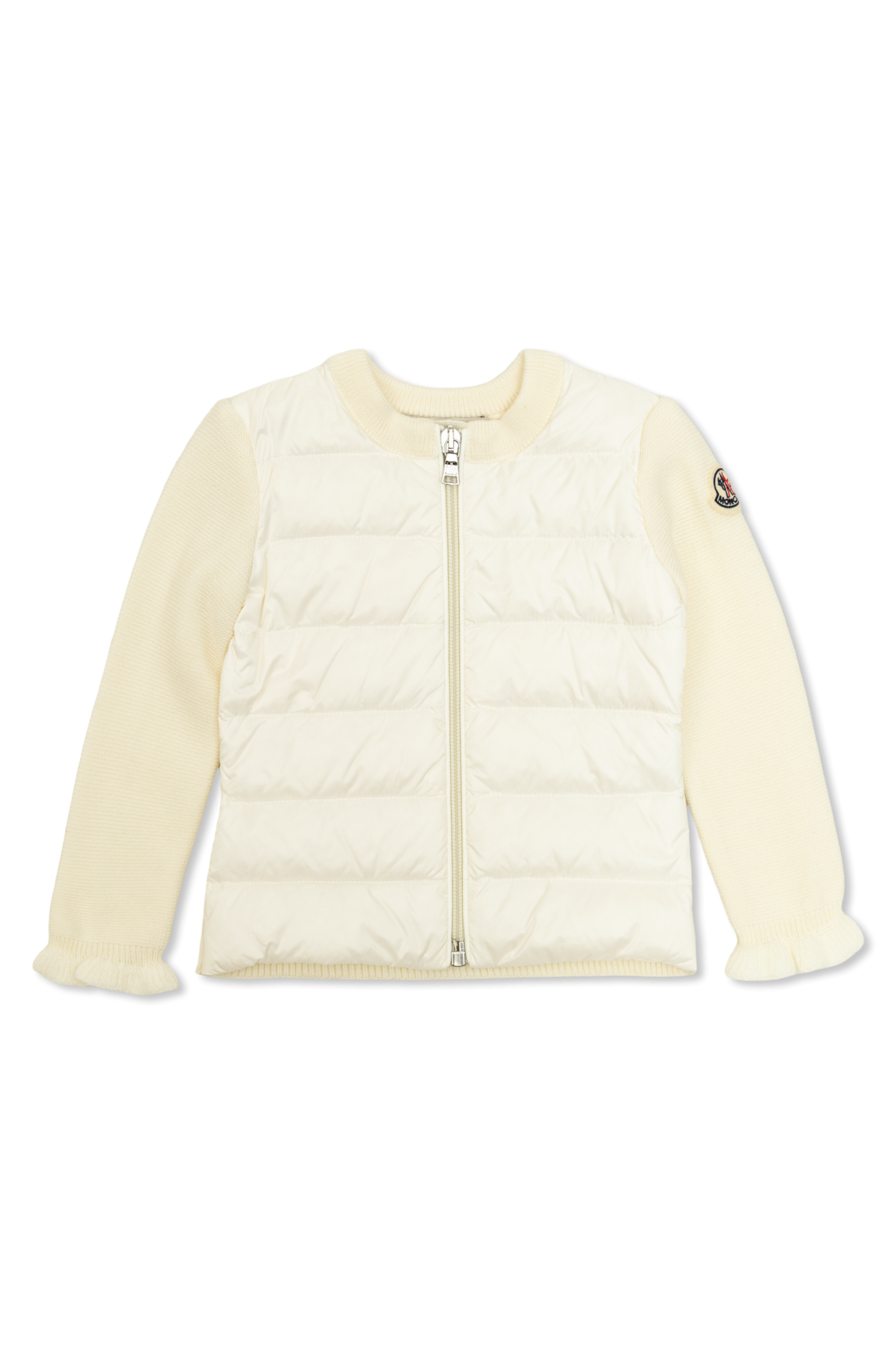 Moncler Enfant Kardigan Z Puchową Wstawką, Unisex, Kremowy