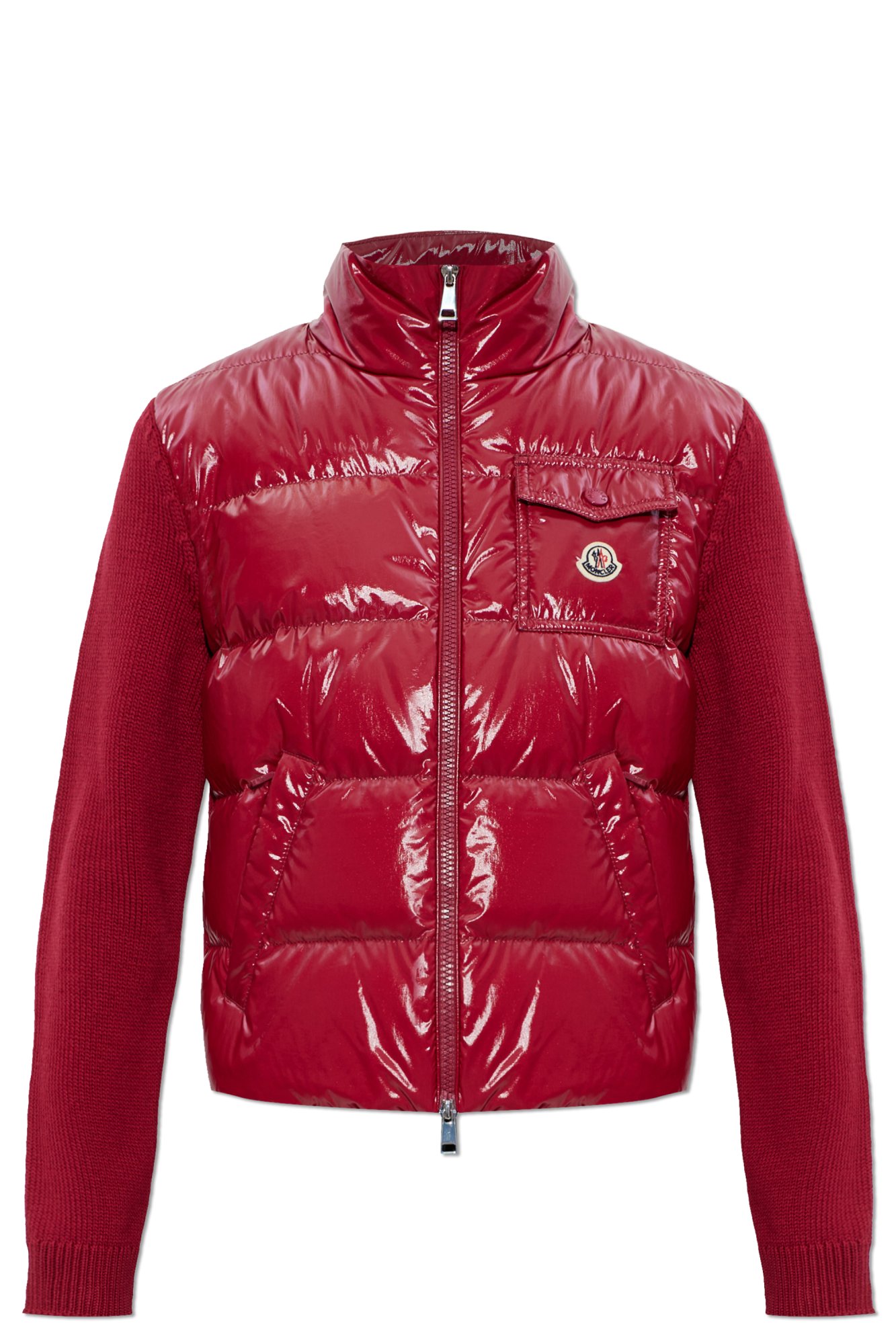 Moncler Kardigan Z Pikowanym Przodem, Kobiety, Czerwony