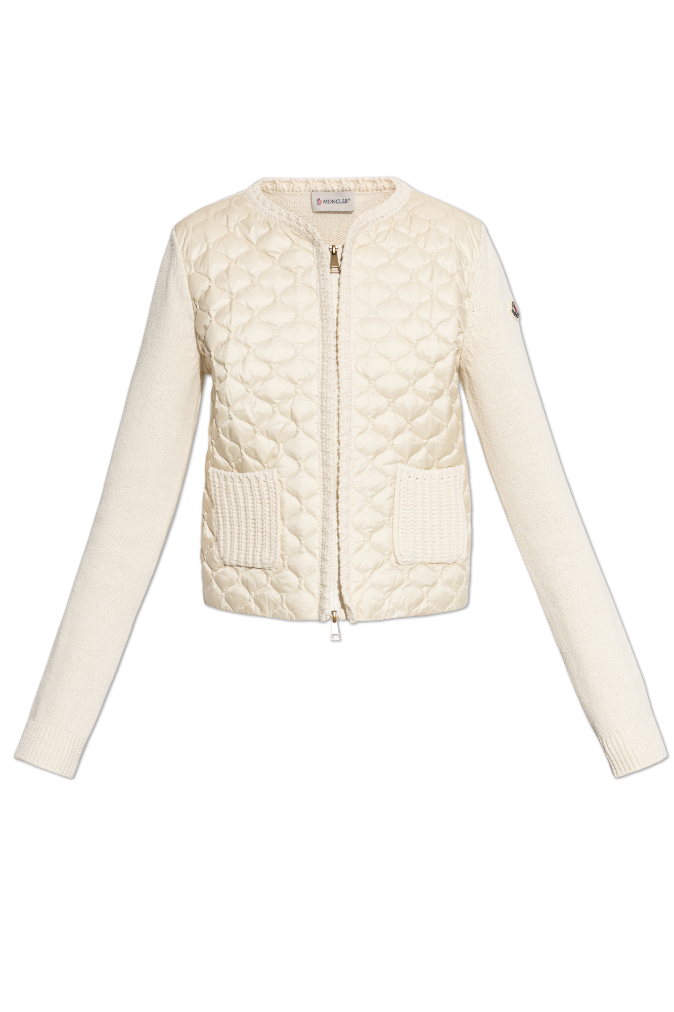 Moncler Kardigan Z Pikowanym Przodem, Kobiety, Kremowy